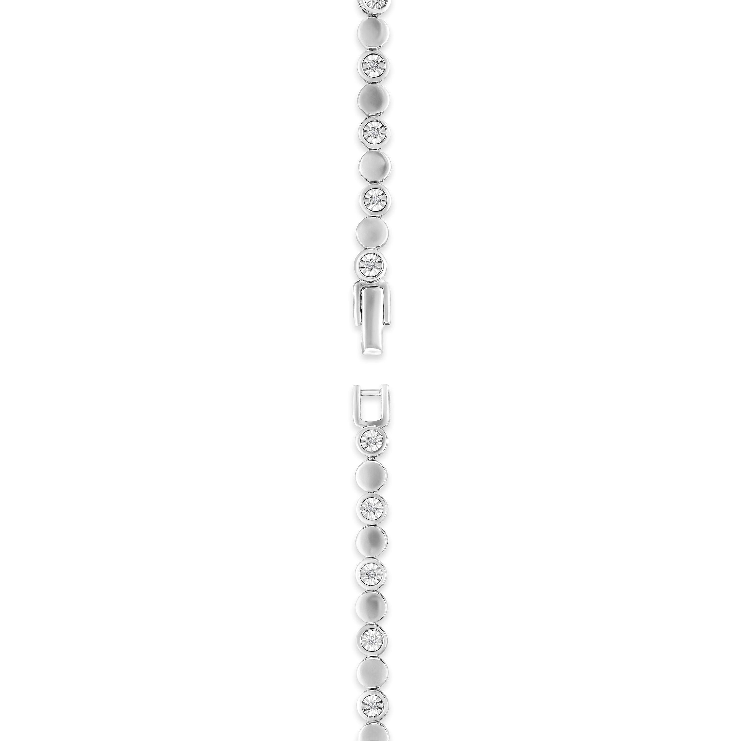 Diamond Lab Diamond Tennis Bracelet Round Cut 0.10ct H/SI Silver