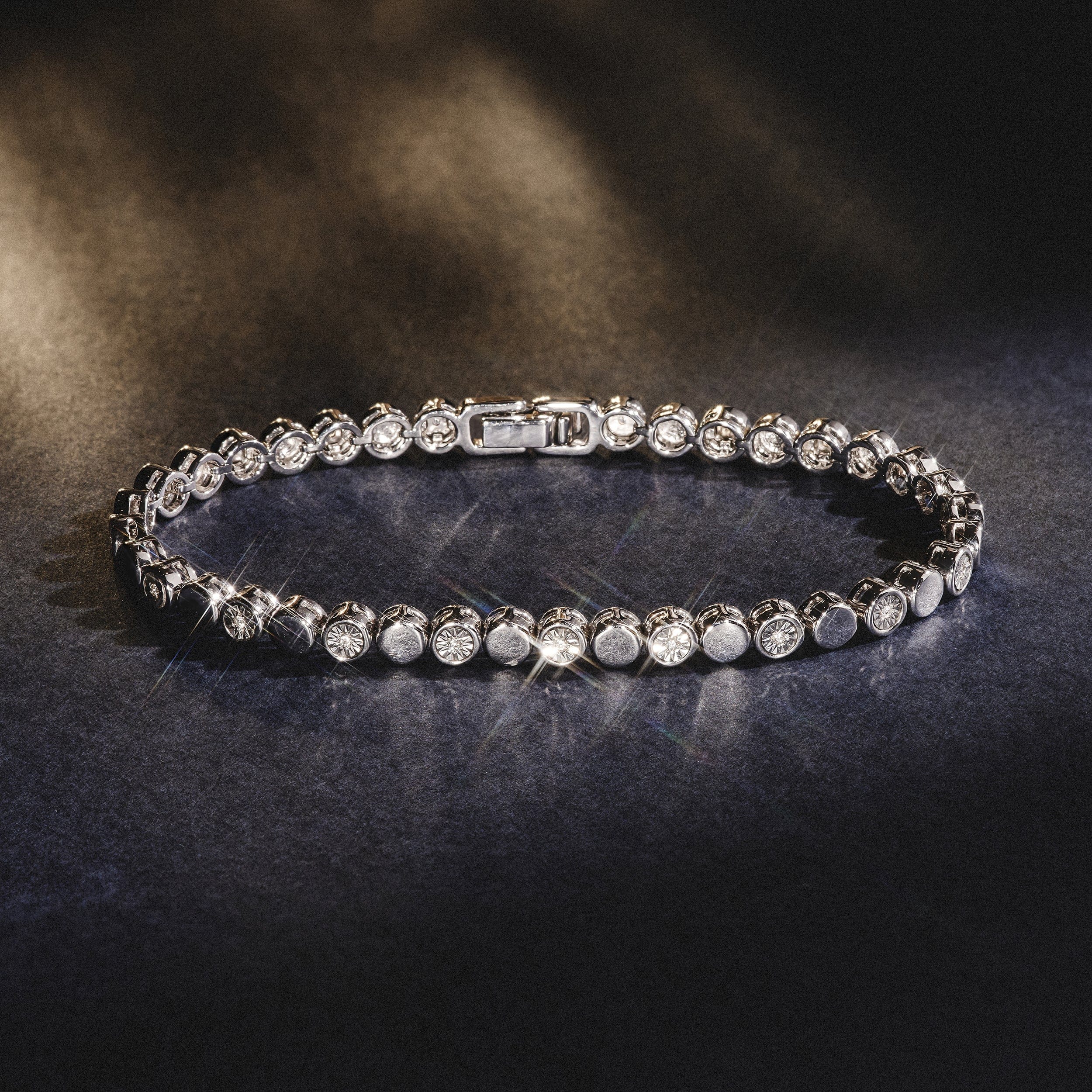 Diamond Lab Diamond Tennis Bracelet Round Cut 0.10ct H/SI Silver