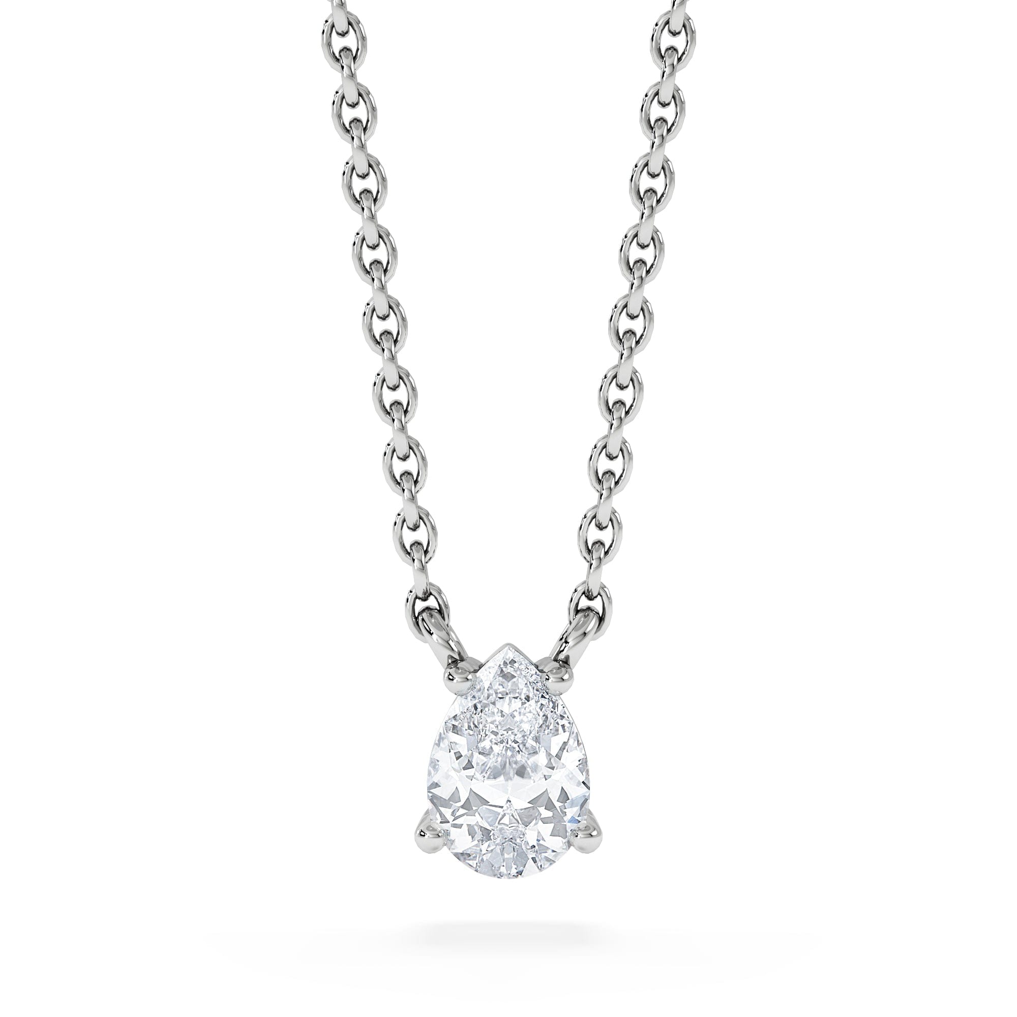 Solitaire Wanderlust Floating Pear Cut Lab Diamond Solitaire Necklace 0.33ct H/SI in 925 Silver