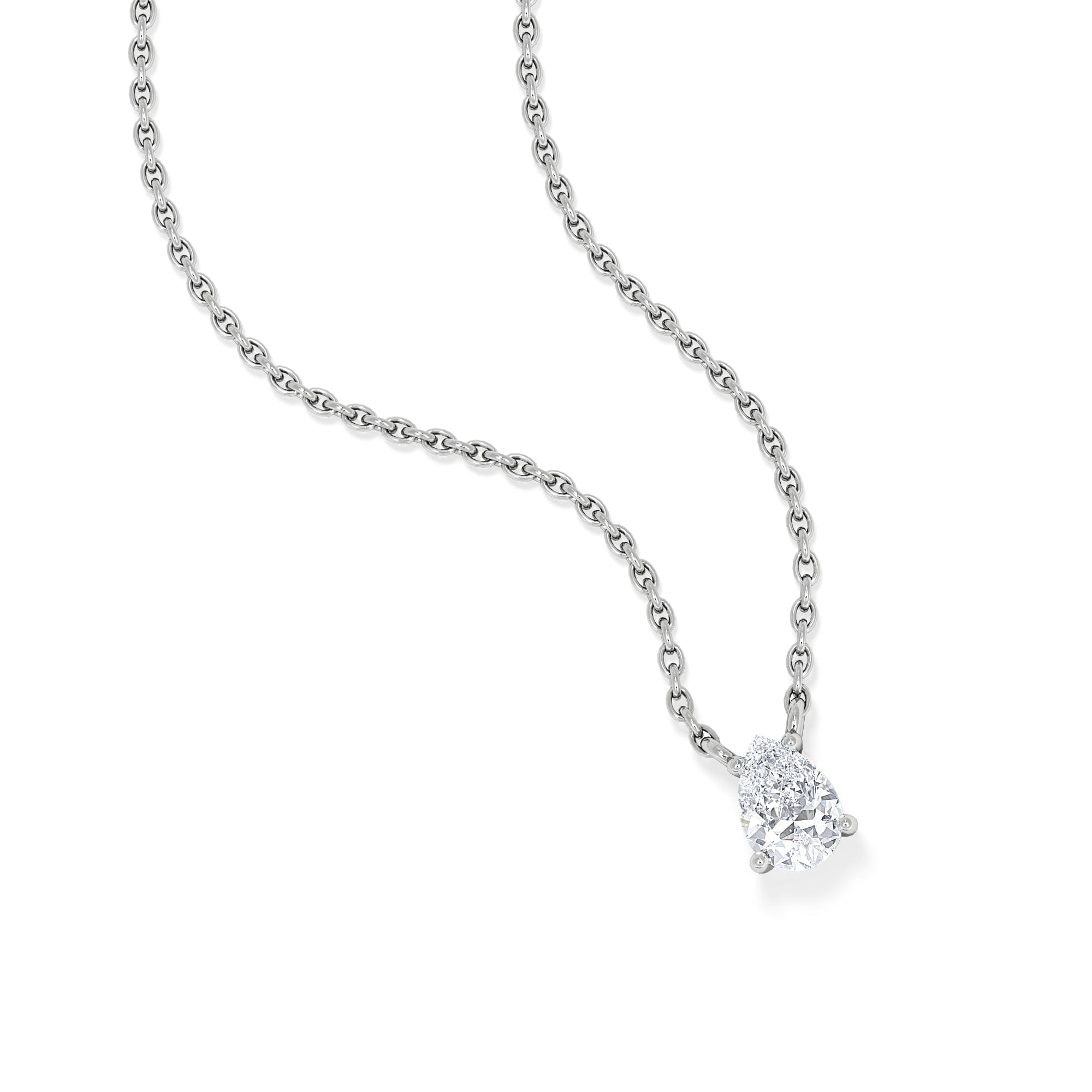 Solitaire Wanderlust Floating Pear Cut Lab Diamond Solitaire Necklace 0.33ct H/SI in 925 Silver