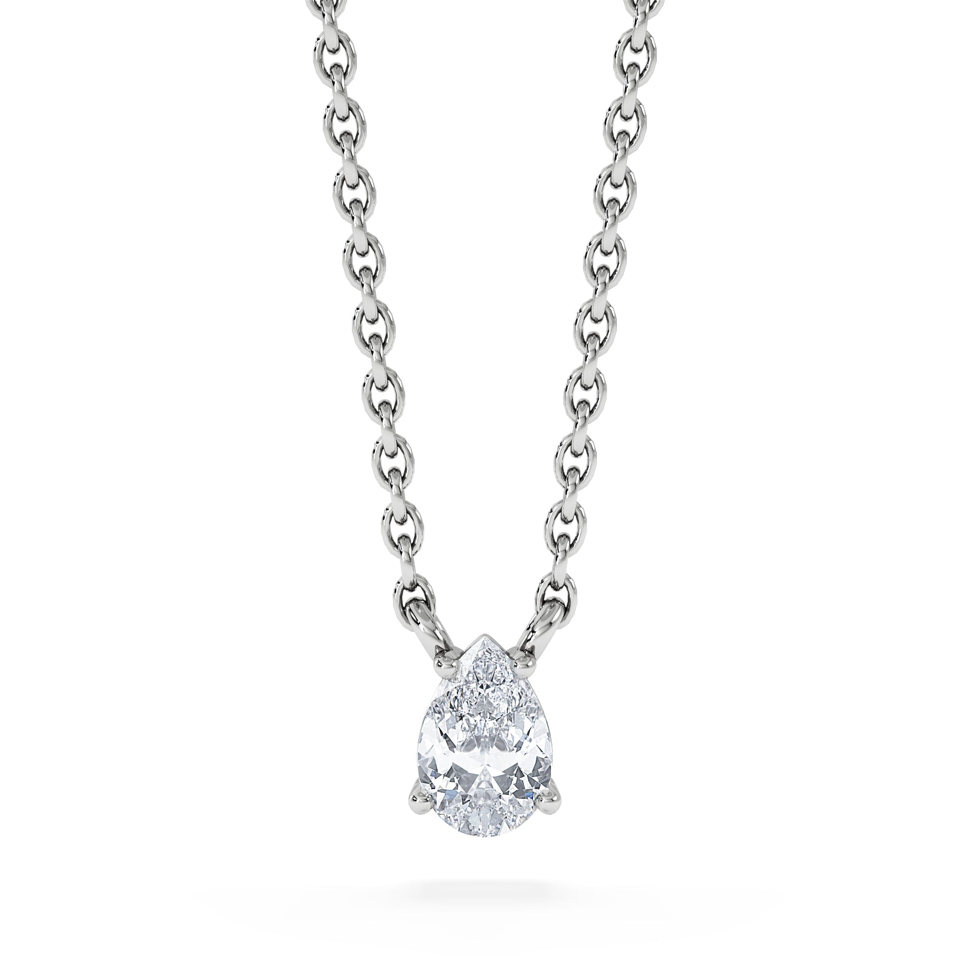 Solitaire Wanderlust Floating Pear Cut Lab Diamond Solitaire Necklace 0.25ct H/SI in 925 Silver