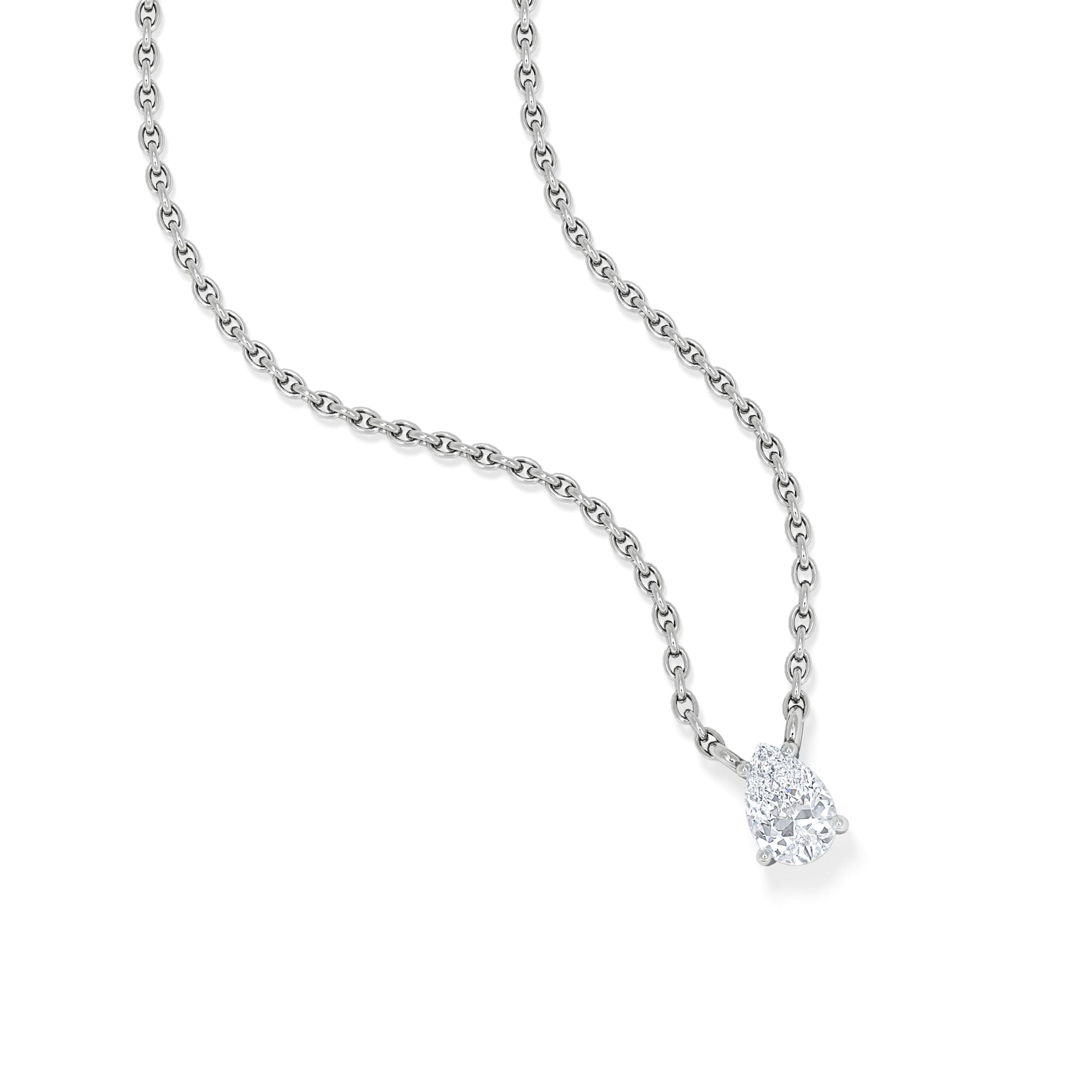 Solitaire Wanderlust Floating Pear Cut Lab Diamond Solitaire Necklace 0.25ct H/SI in 925 Silver