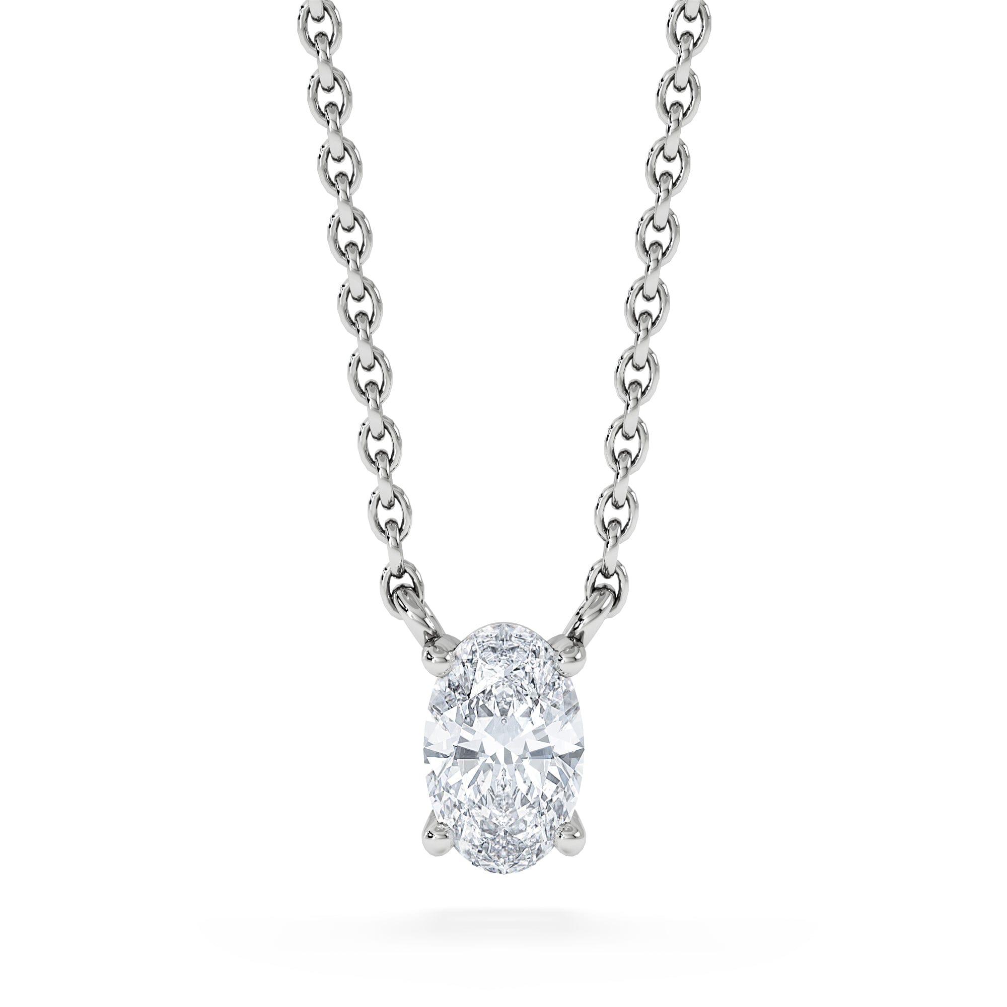 Solitaire Wanderlust Floating Oval Cut Lab Diamond Solitaire Necklace 0.33ct H/SI in 925 Silver