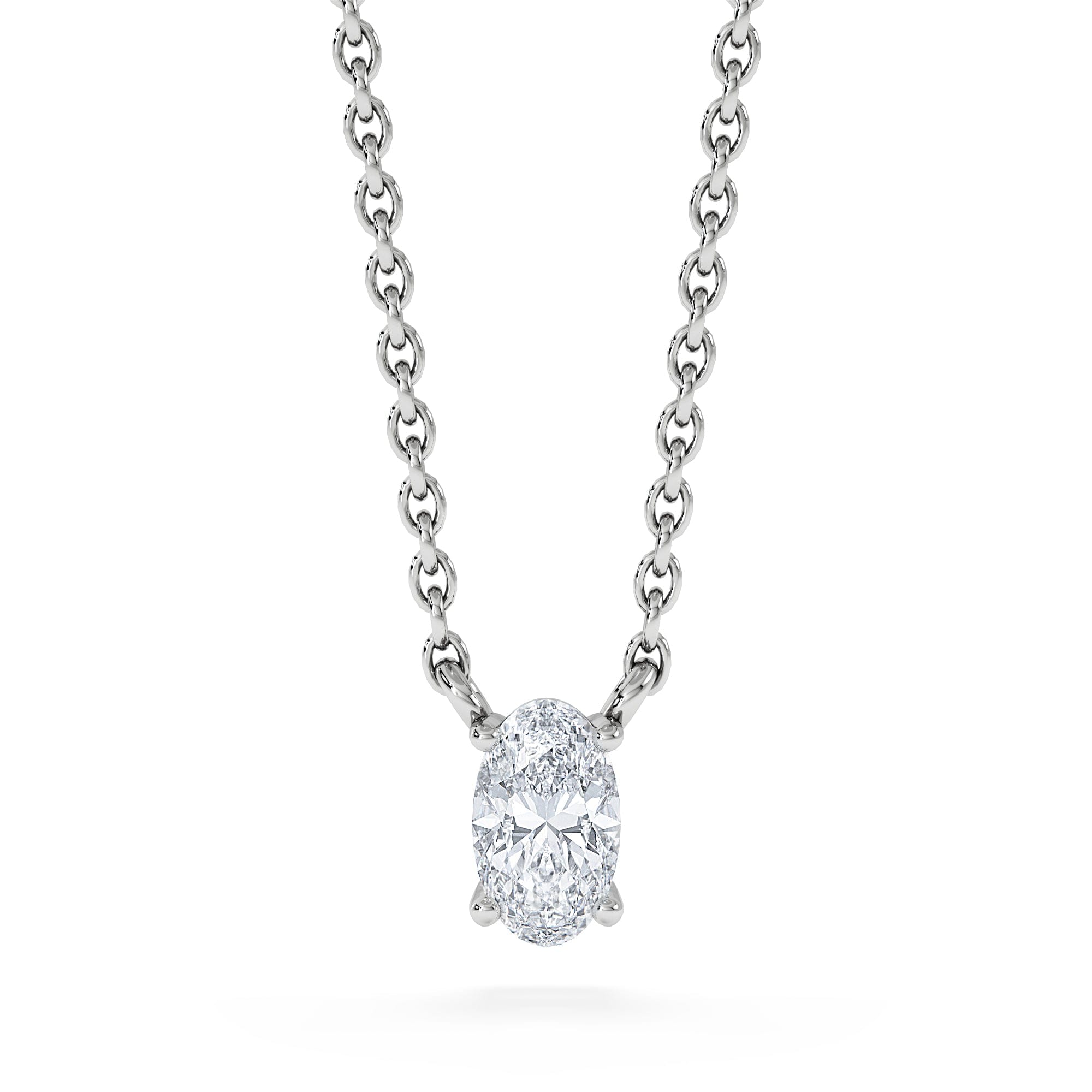 Solitaire Wanderlust Floating Oval Cut Lab Diamond Solitaire Necklace 0.25ct H/SI in 925 Silver