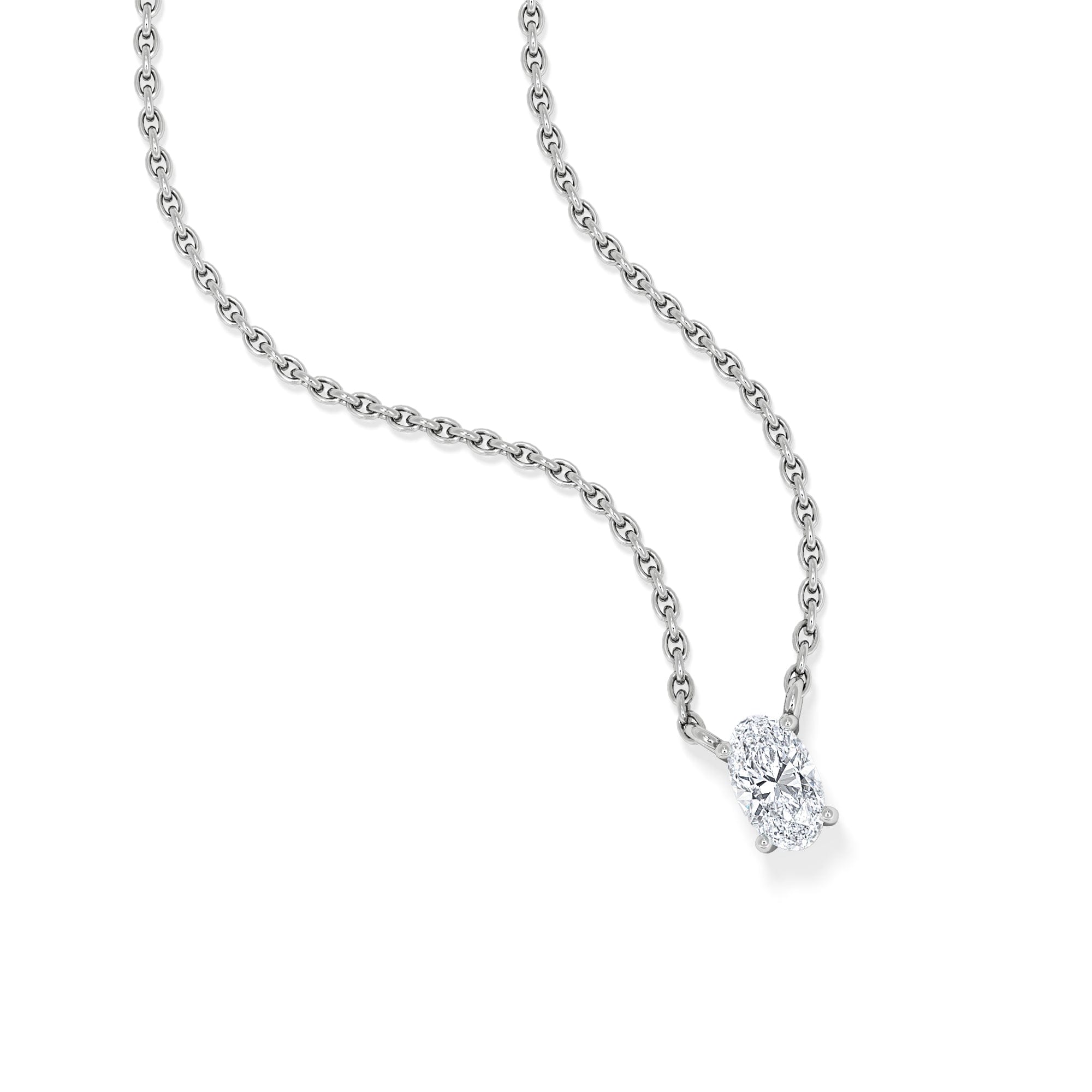 Solitaire Wanderlust Floating Oval Cut Lab Diamond Solitaire Necklace 0.25ct H/SI in 925 Silver