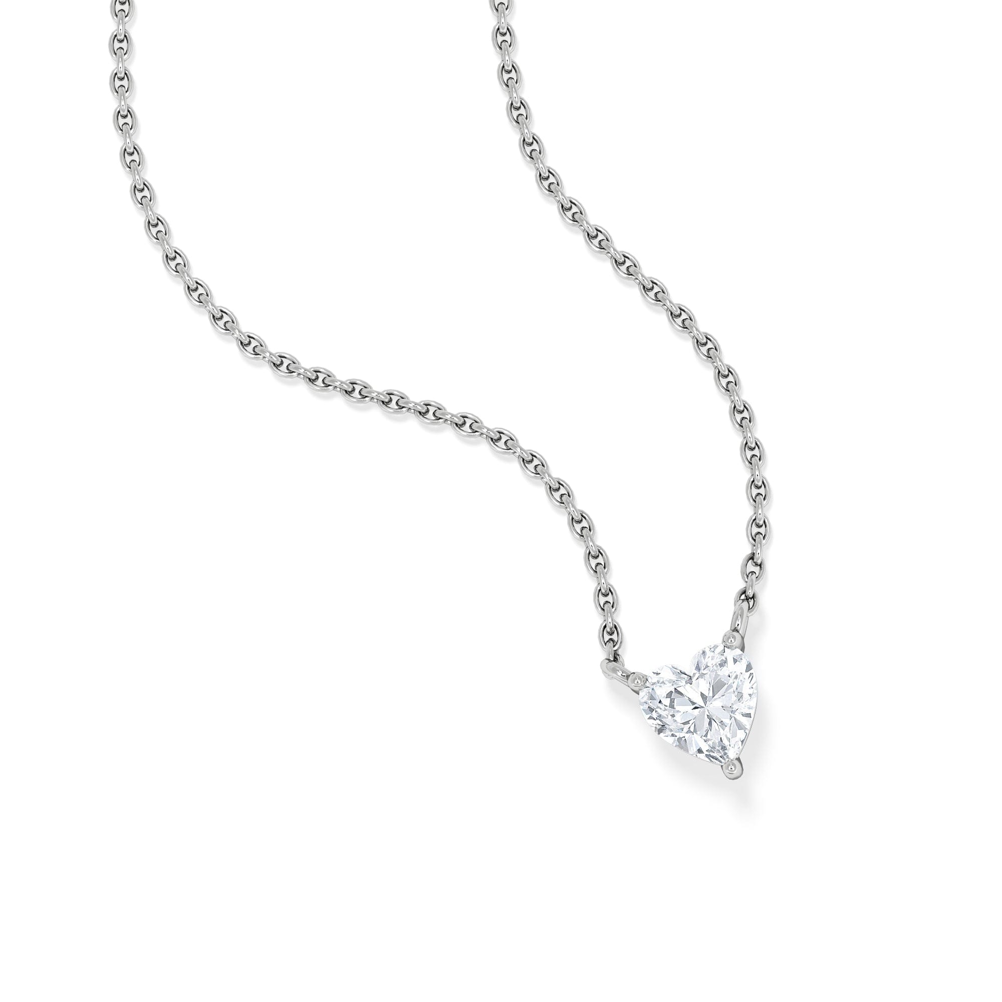 Solitaire Wanderlust Floating Heart Cut Lab Diamond Solitaire Necklace 0.33ct H/SI in 925 Silver