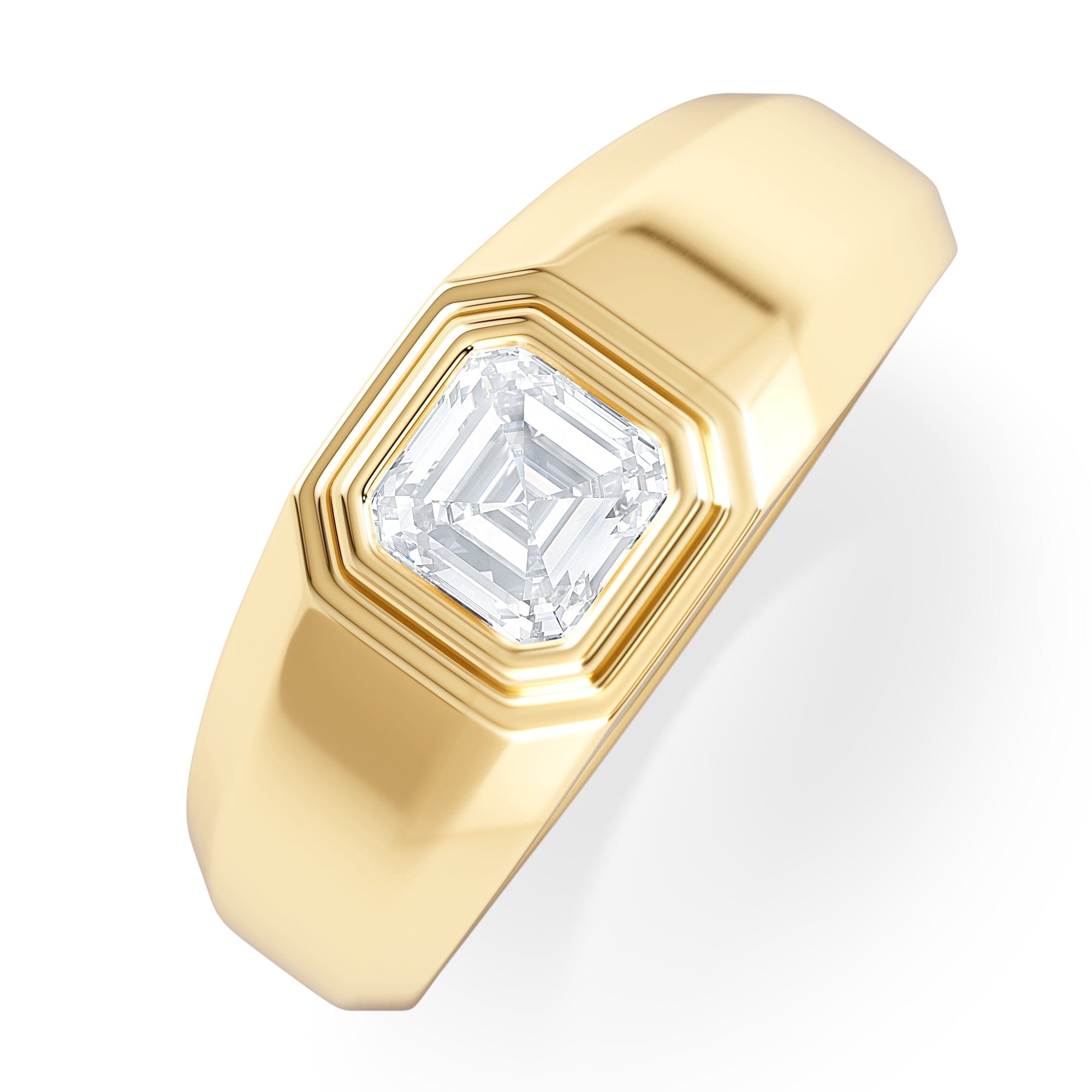 Diamond Axis Men'st Lab Diamond Signet Ring 1.00c Asscher Cut Set in 9k Gold