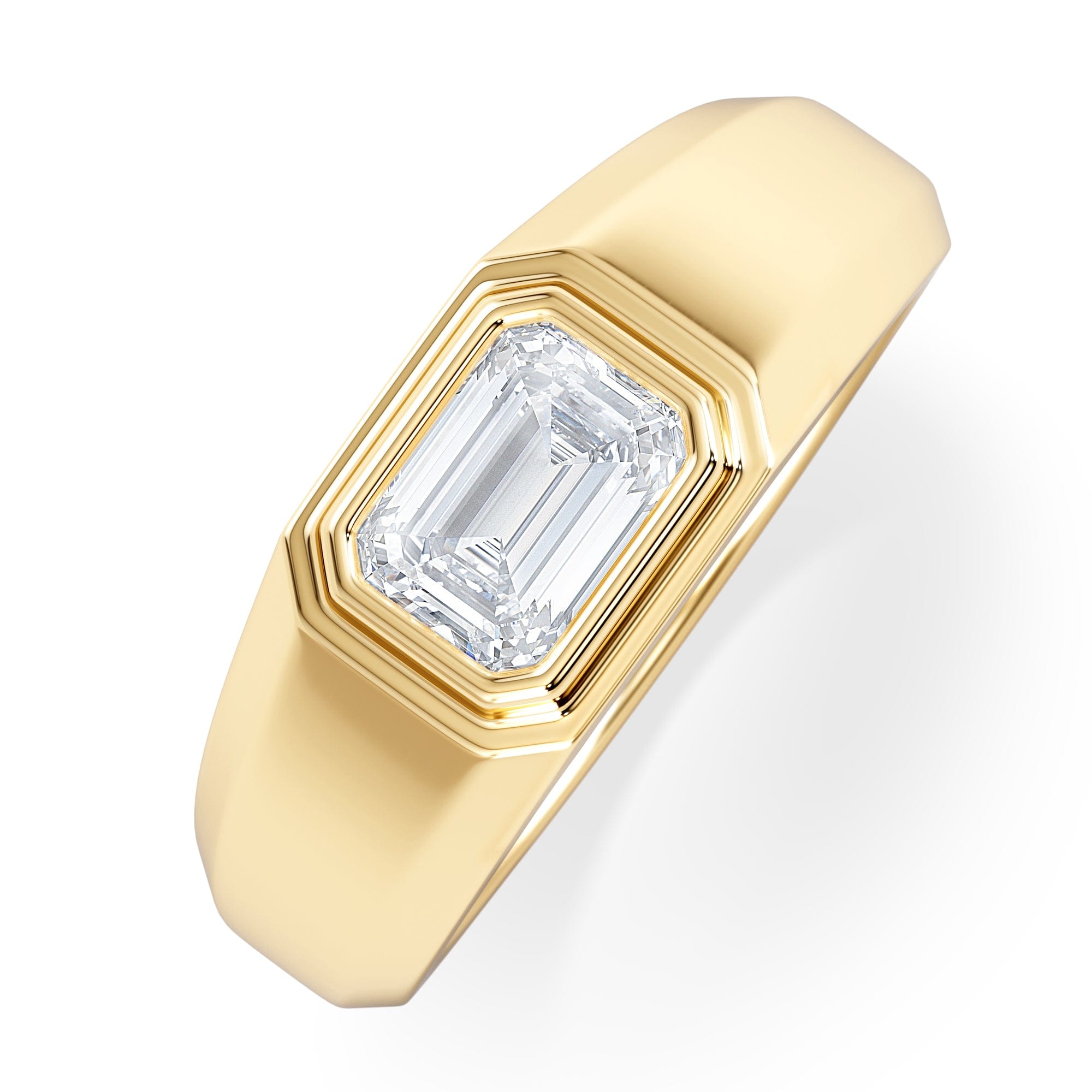 Diamond Axis Men's Lab Diamond Signet Ring 1.00ct Emerald Cut Set in 9k Gold