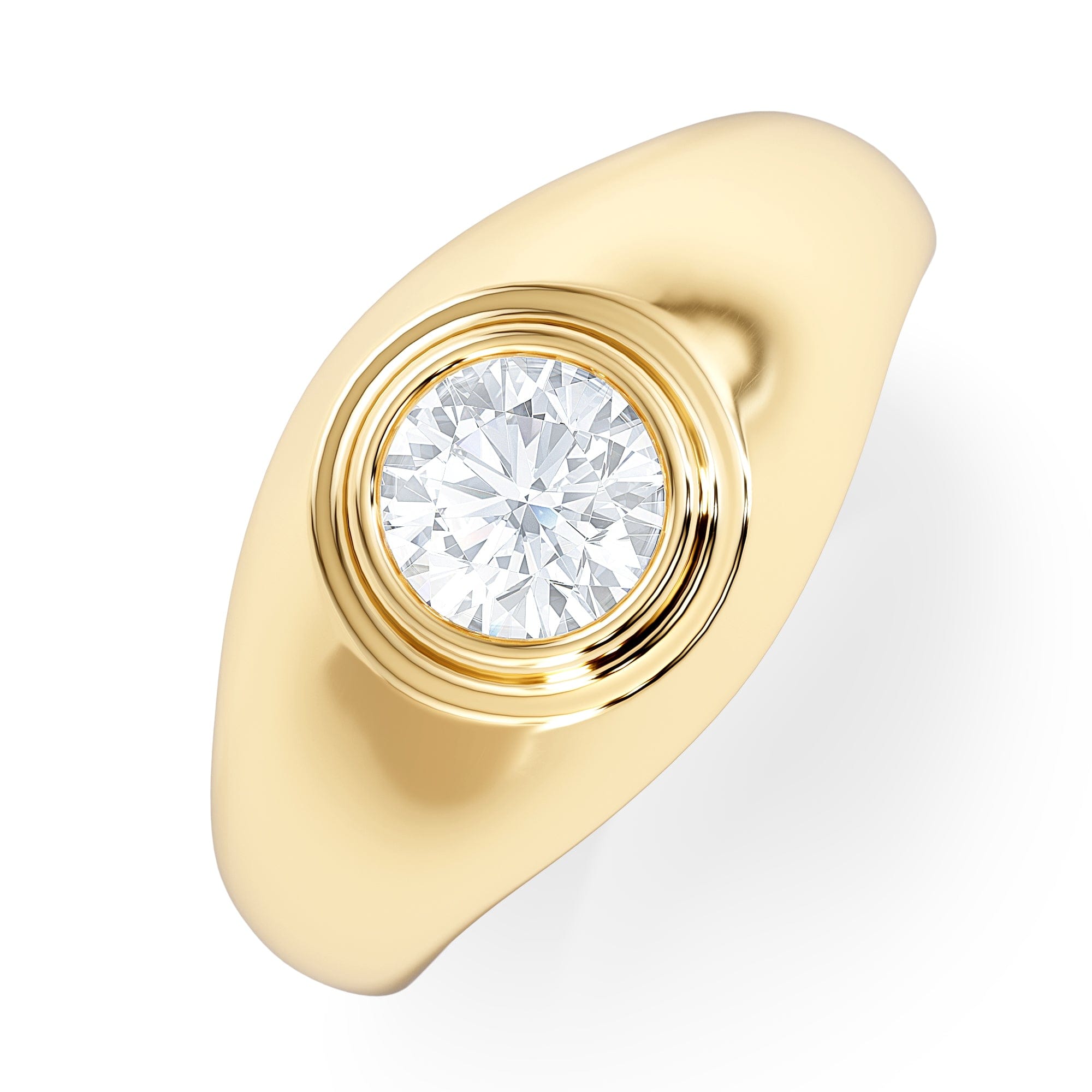 Diamond Axis Men's Lab Diamond Signet Ring 1.00ct Round Cut Set in 9k Gold