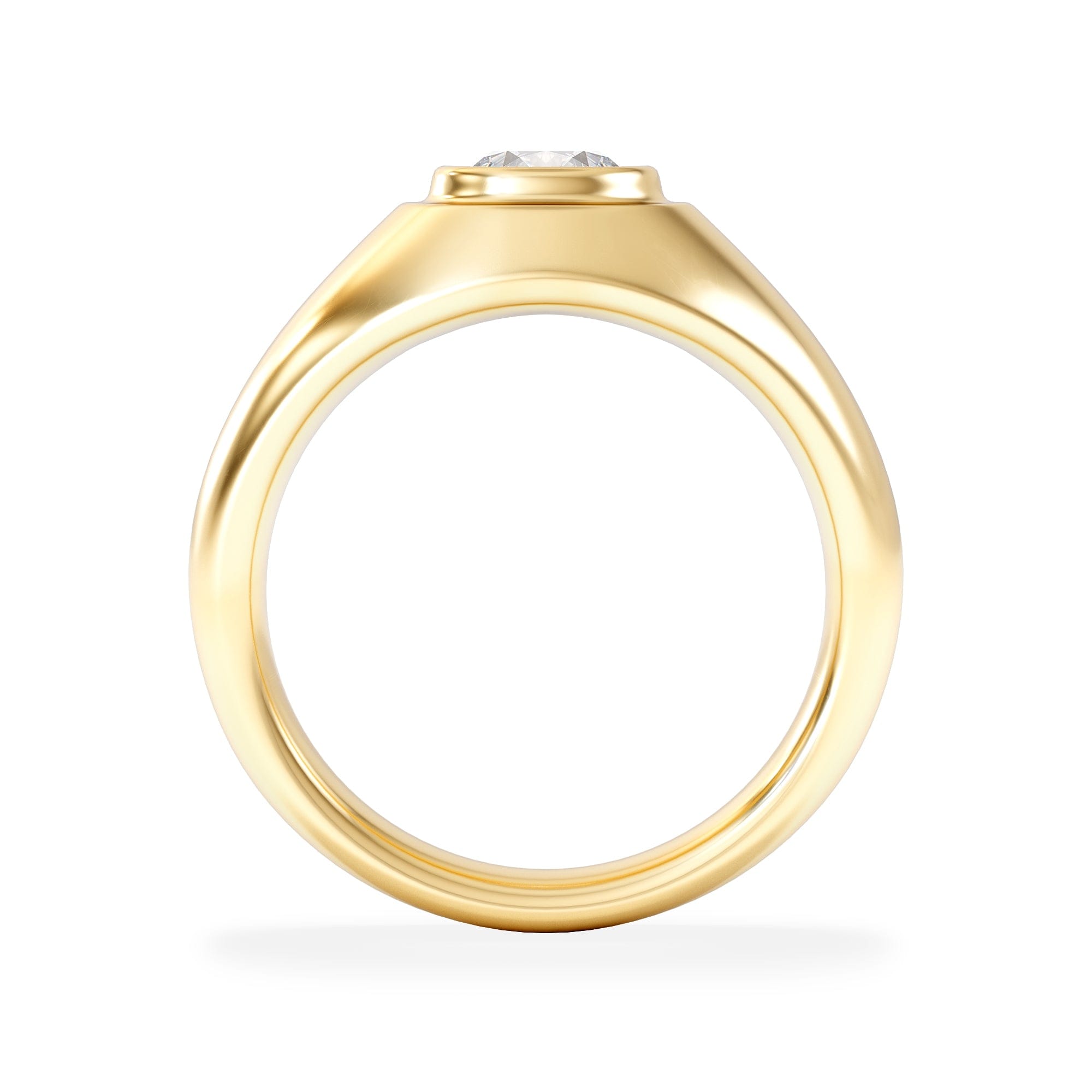 Diamond Axis Men's Lab Diamond Signet Ring 1.00ct Round Cut Set in 9k Gold