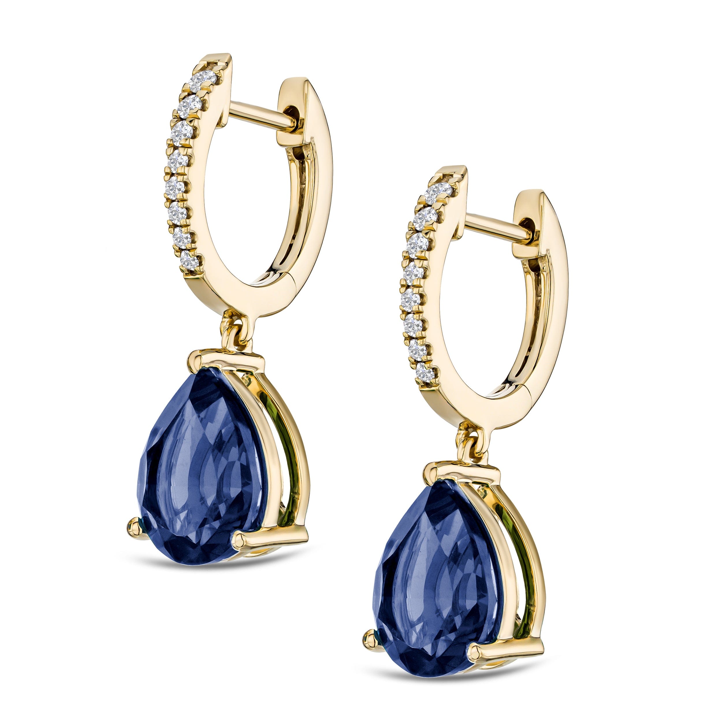 Diamond Astra 6.50ct Lab Sapphire and Diamond Drop Pear Cut Earrings in 18K Gold Vermeil