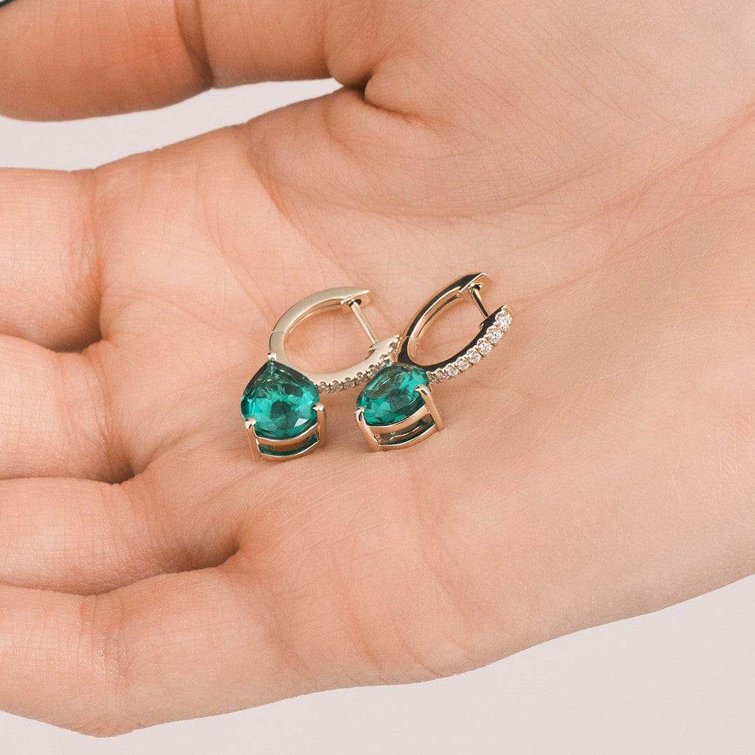 Diamond Astra 4.60ct Lab Emerald and Diamond Drop Pear Cut Earrings in 18K Gold Vermeil