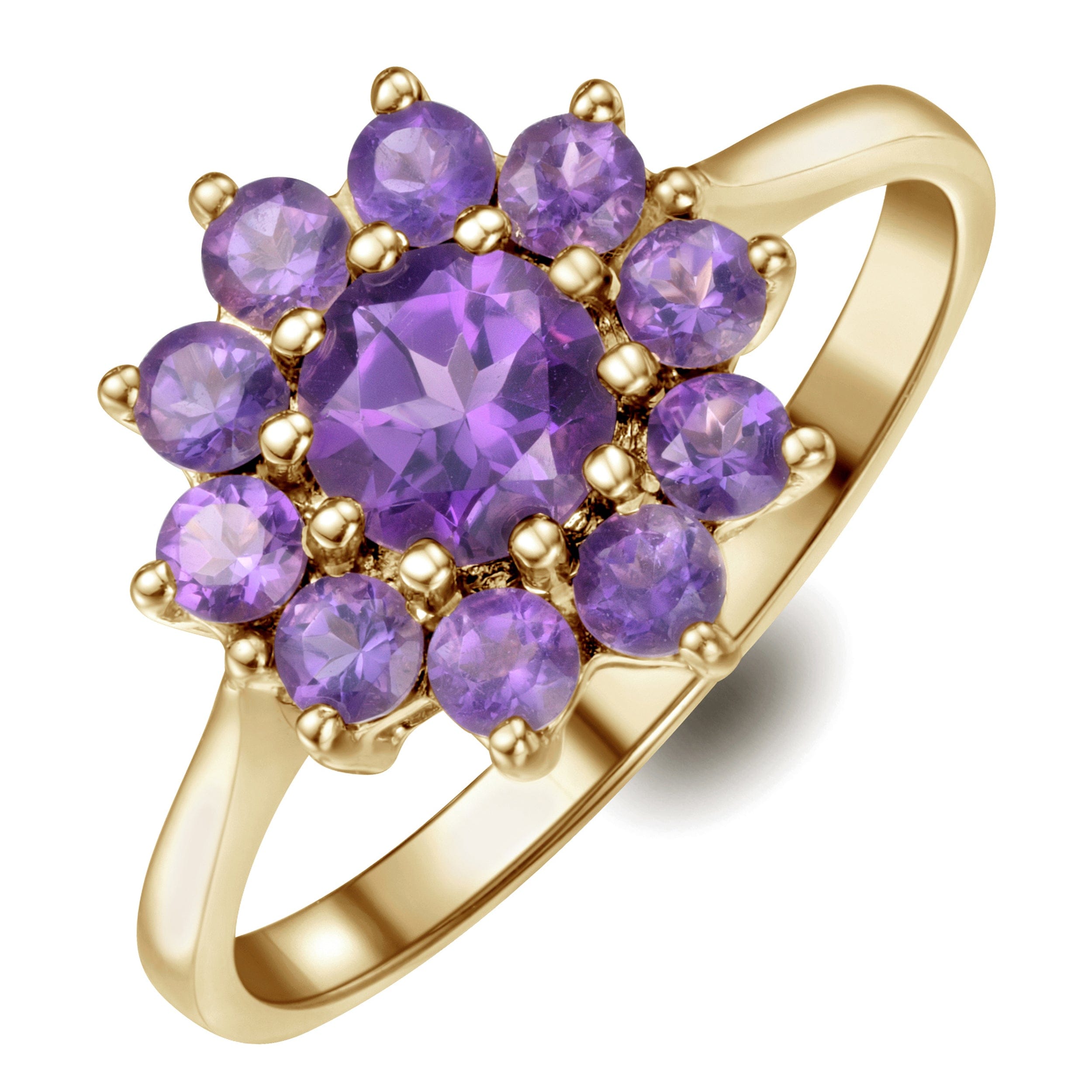 Yellow 0.94ct Amethyst Cluster Ring in 9K Yellow Gold