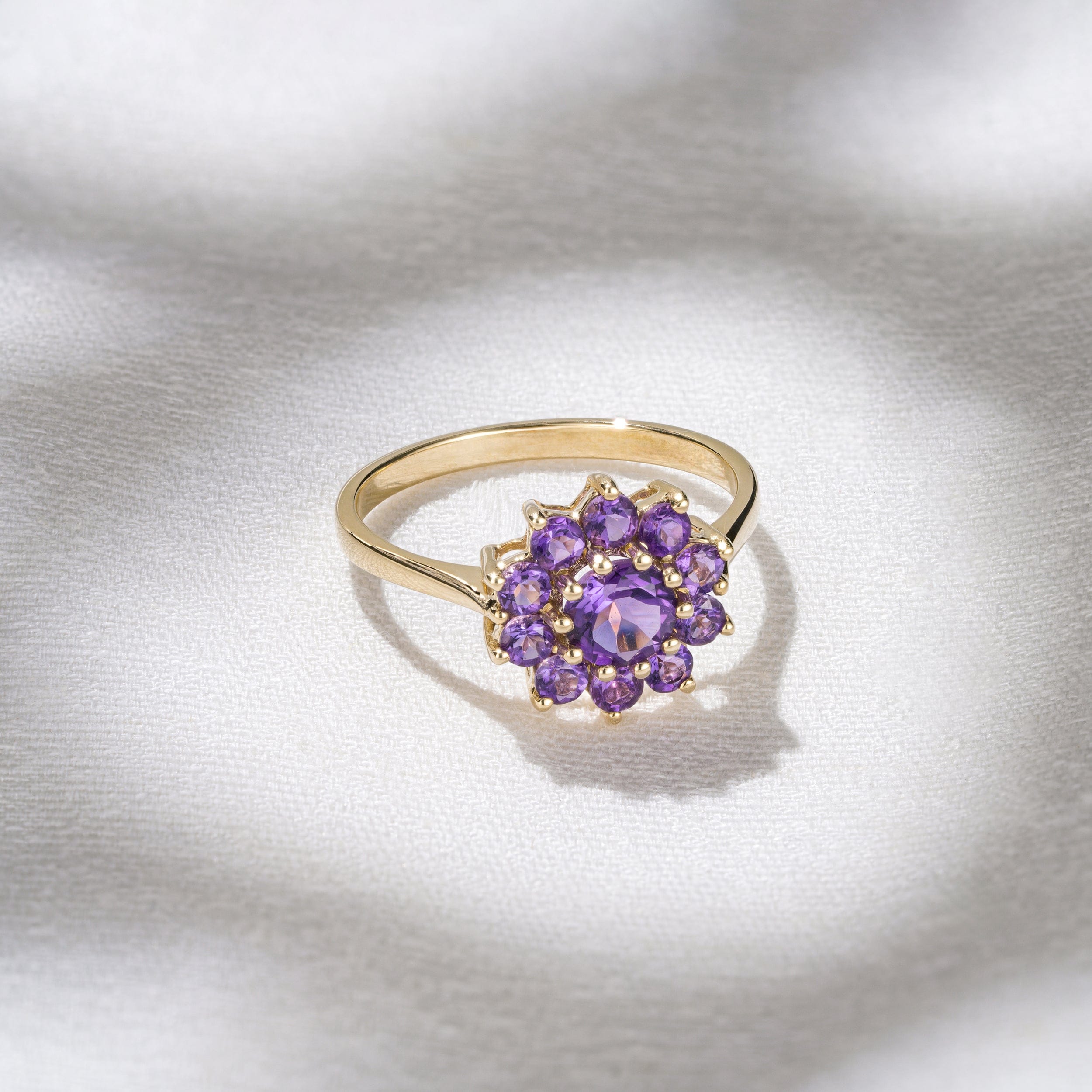 Yellow 0.94ct Amethyst Cluster Ring in 9K Yellow Gold