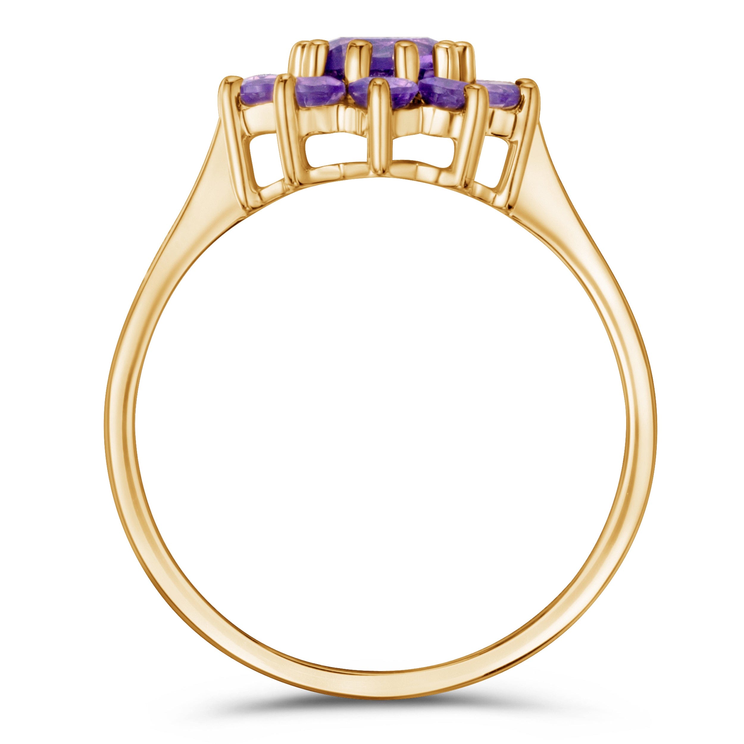 Yellow 0.94ct Amethyst Cluster Ring in 9K Yellow Gold