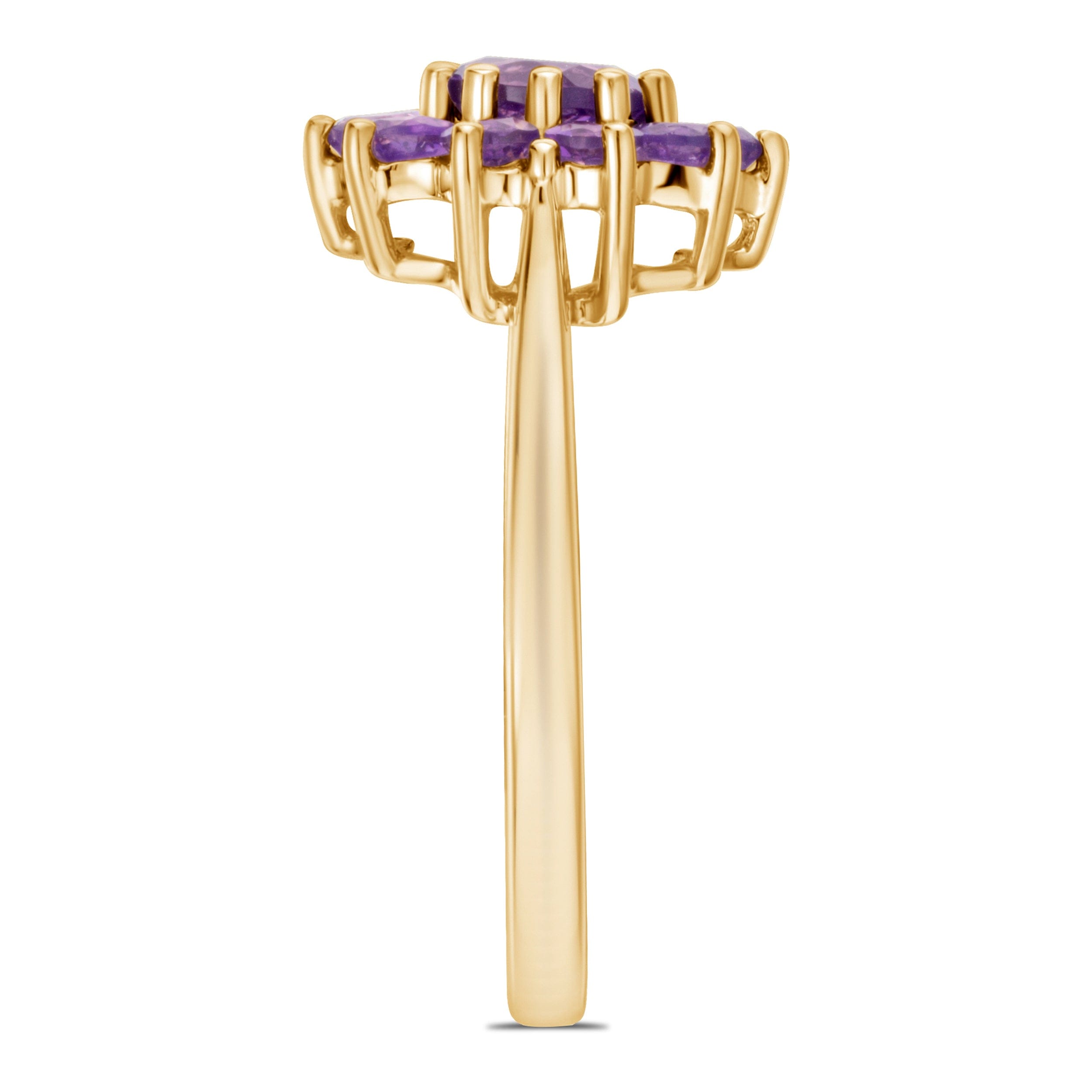 Yellow 0.94ct Amethyst Cluster Ring in 9K Yellow Gold