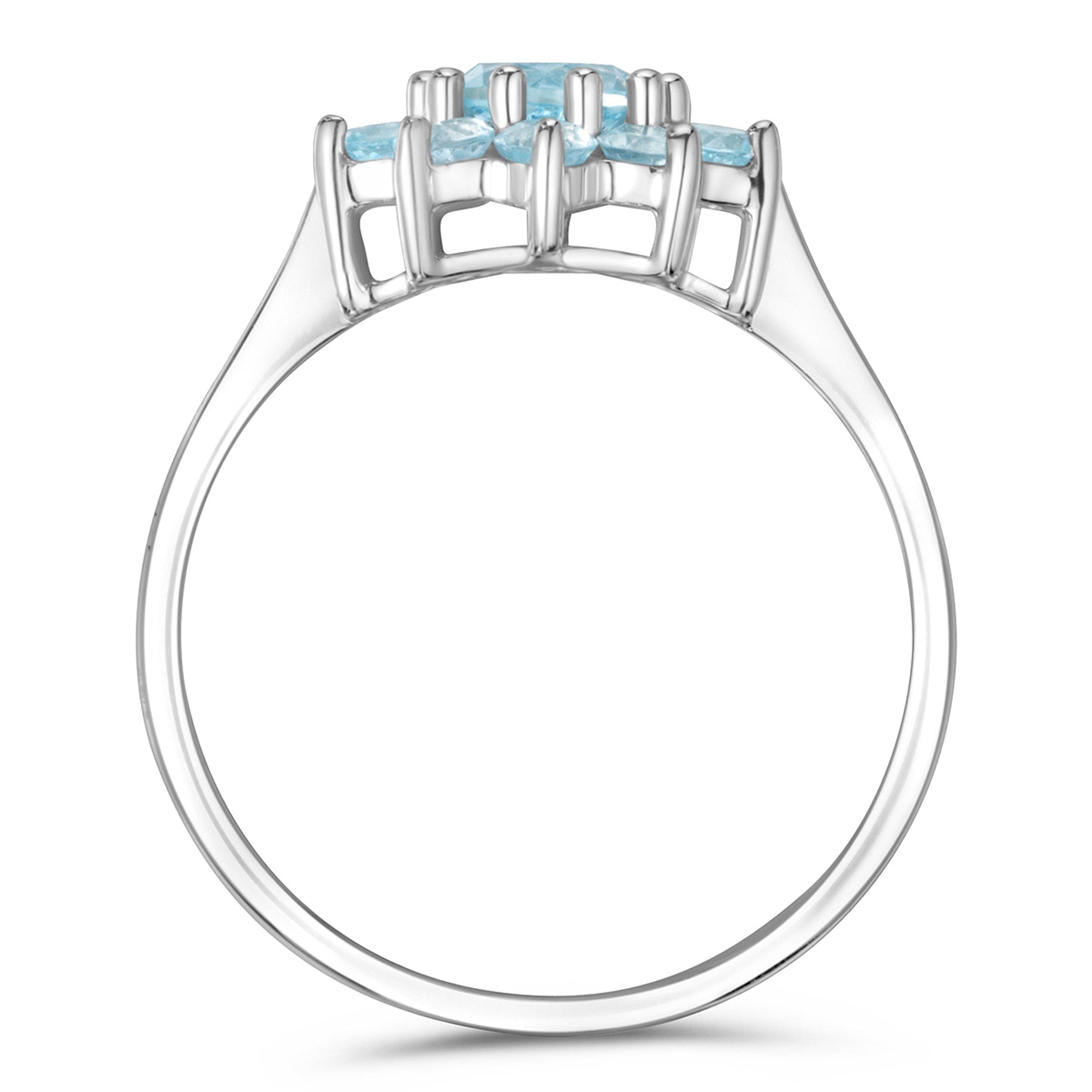 WHITE* 1.10ct Blue Topaz Cluster Ring in 9K White Gold