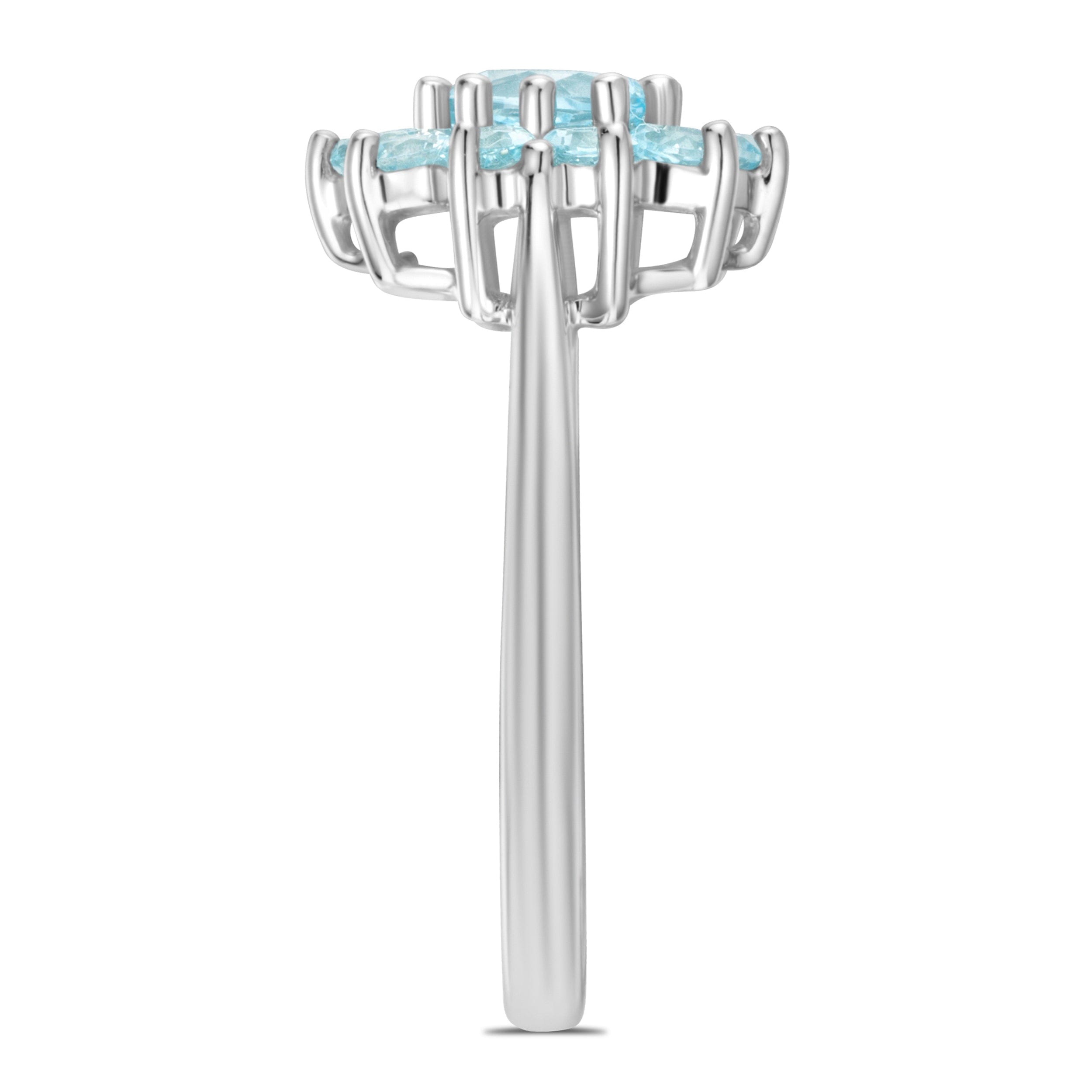 WHITE* 1.10ct Blue Topaz Cluster Ring in 9K White Gold
