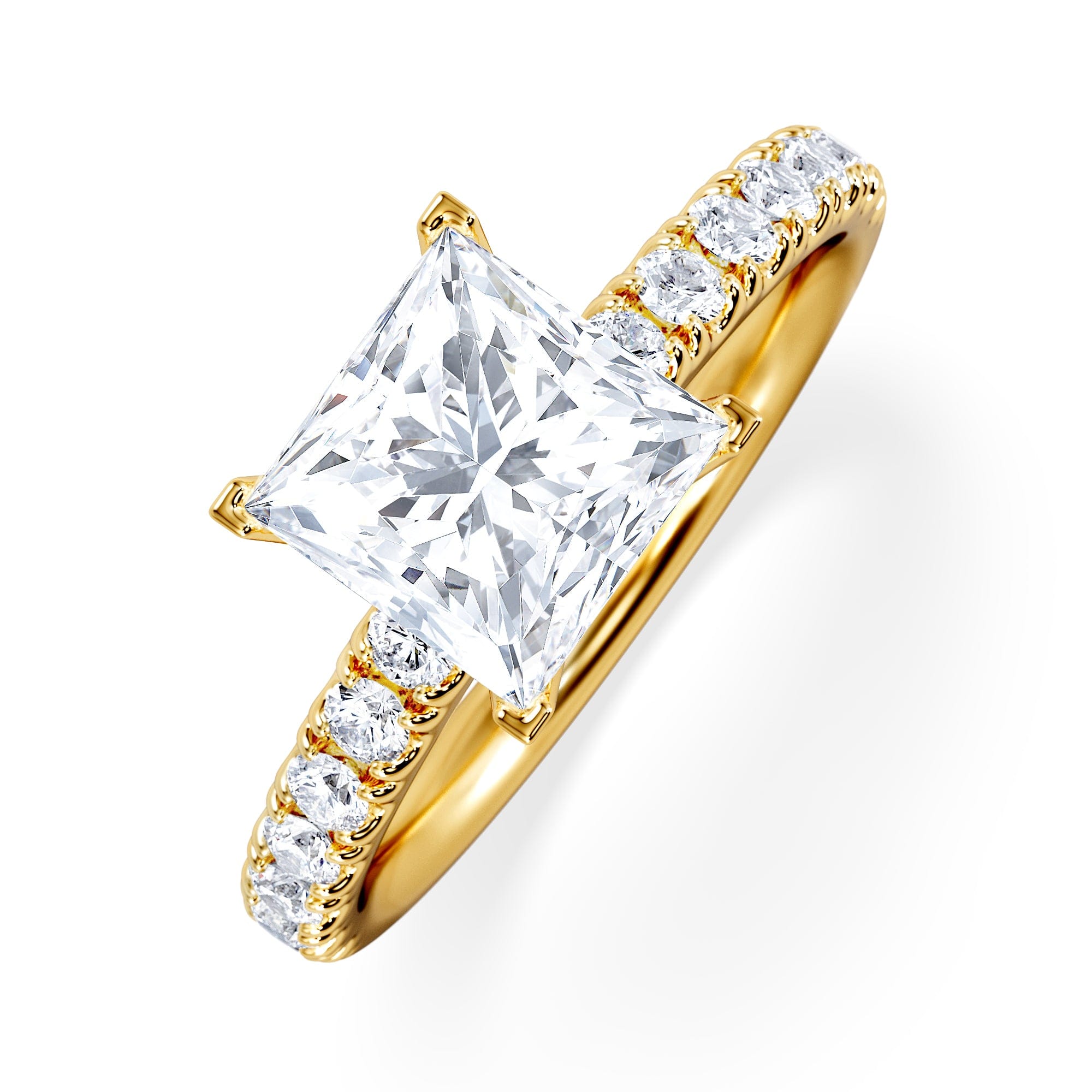 PRINCESS 2.10ct Katerina Lab Princess Diamond Engagement Ring 18K Gold F/VS1