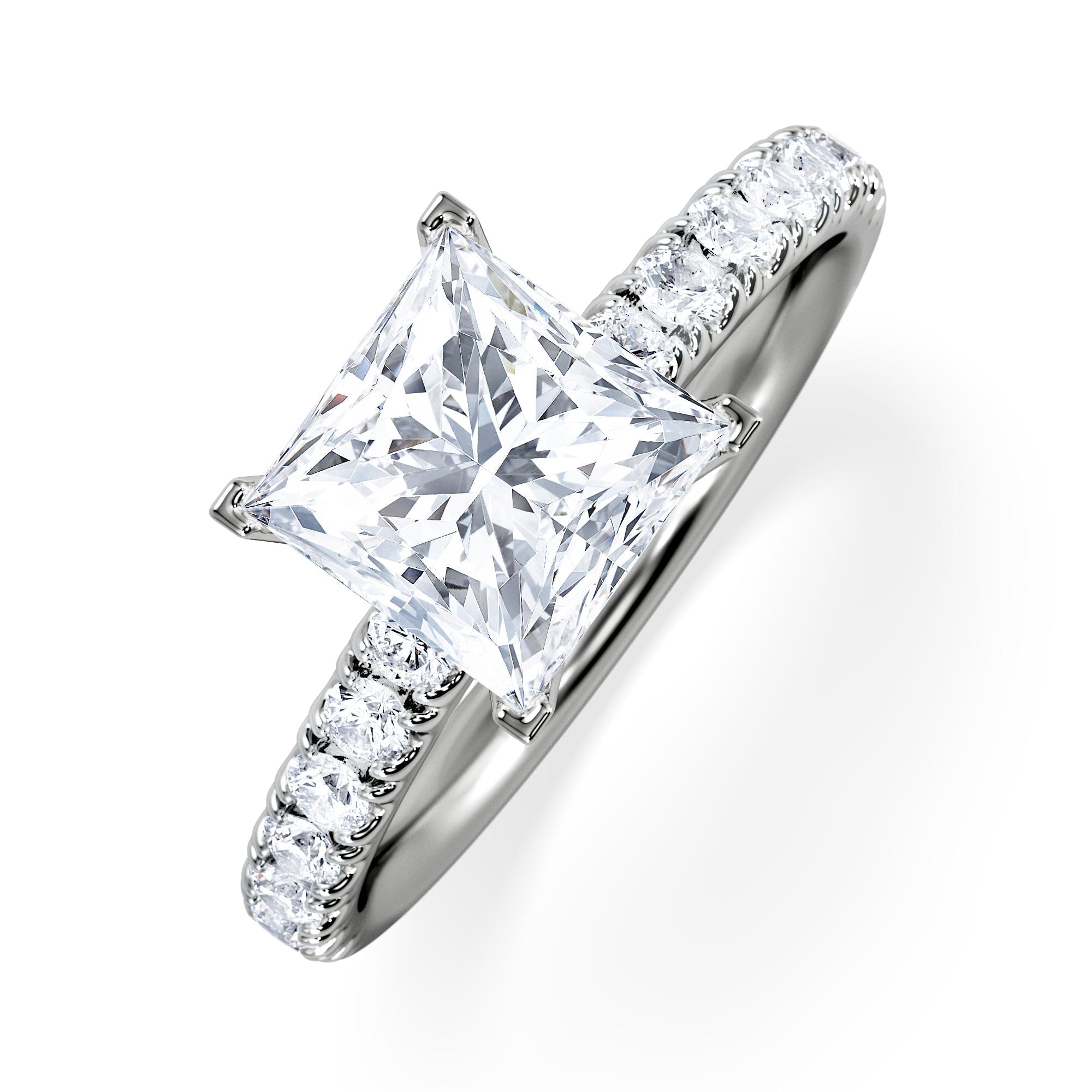 PRINCESS 2.10ct Katerina Lab Princess Diamond Engagement Ring 18KW Gold F/VS1