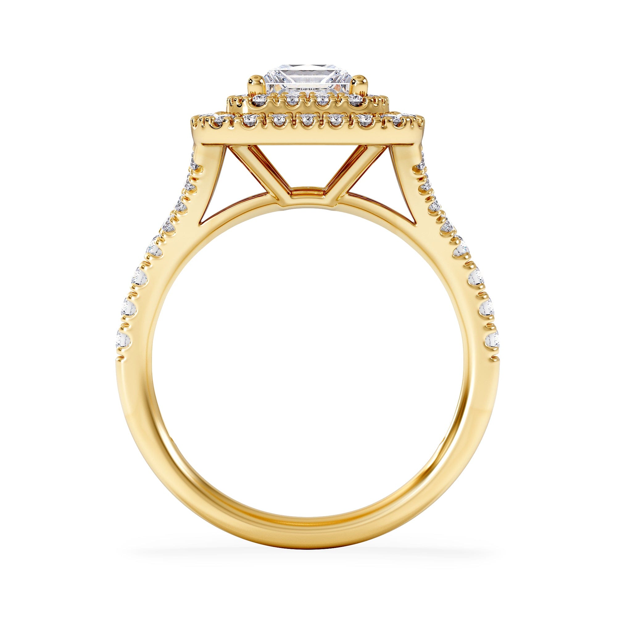 Diamond Cleopatra Lab Diamond Halo Engagement Ring in 18K Gold 1.85ct F/VS1