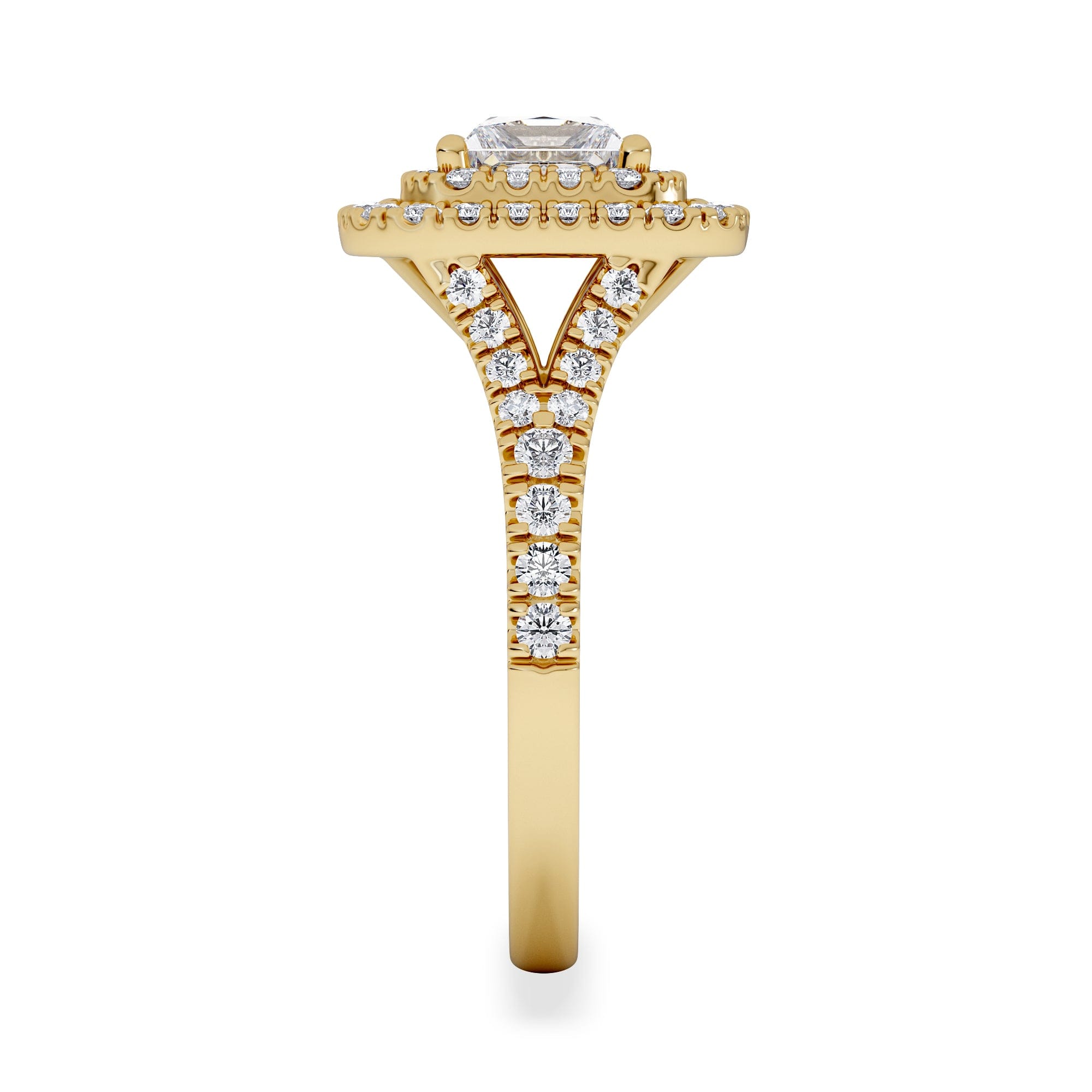 Diamond Cleopatra Lab Diamond Halo Engagement Ring in 18K Gold 1.85ct F/VS1