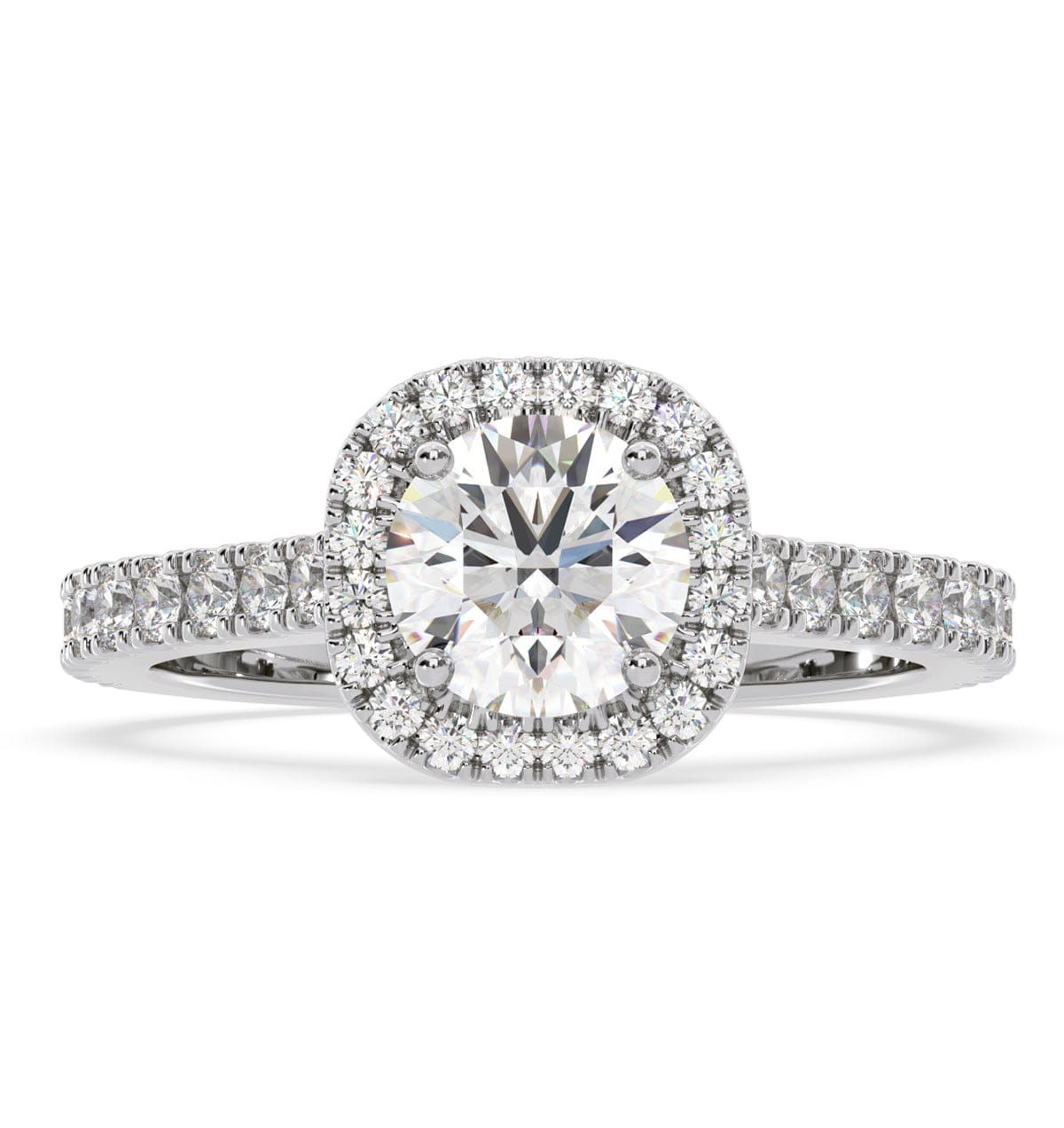 Elizabeth Lab Diamond Halo Engagement Ring 18K White Gold 2.00ct F/VS1