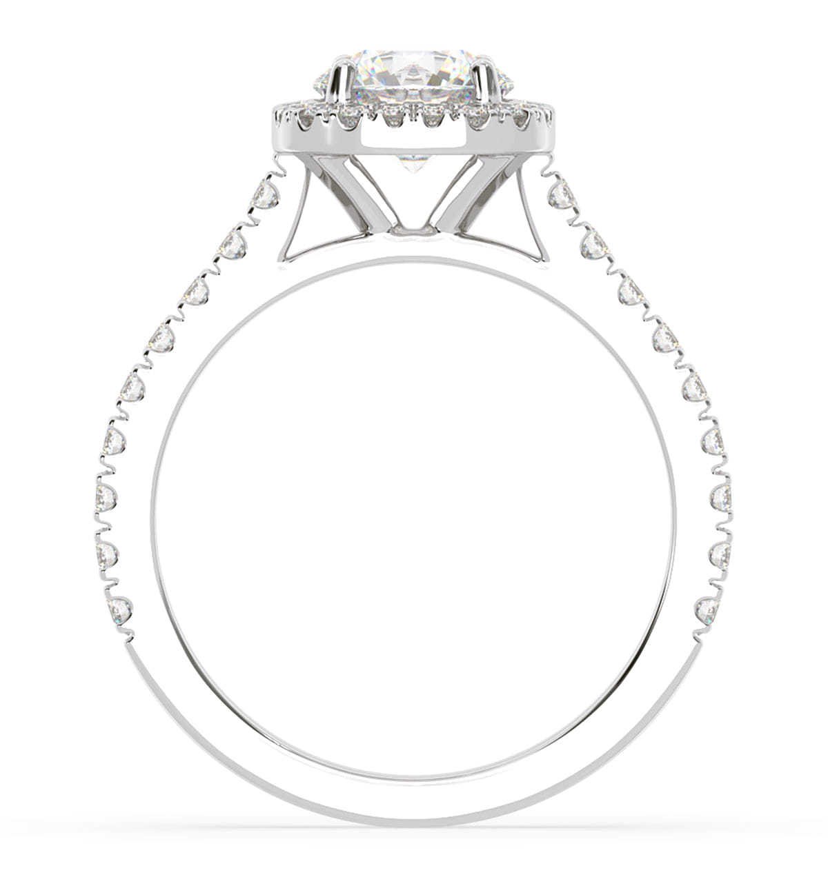 Elizabeth Lab Diamond Halo Engagement Ring 18K White Gold 2.00ct F/VS1