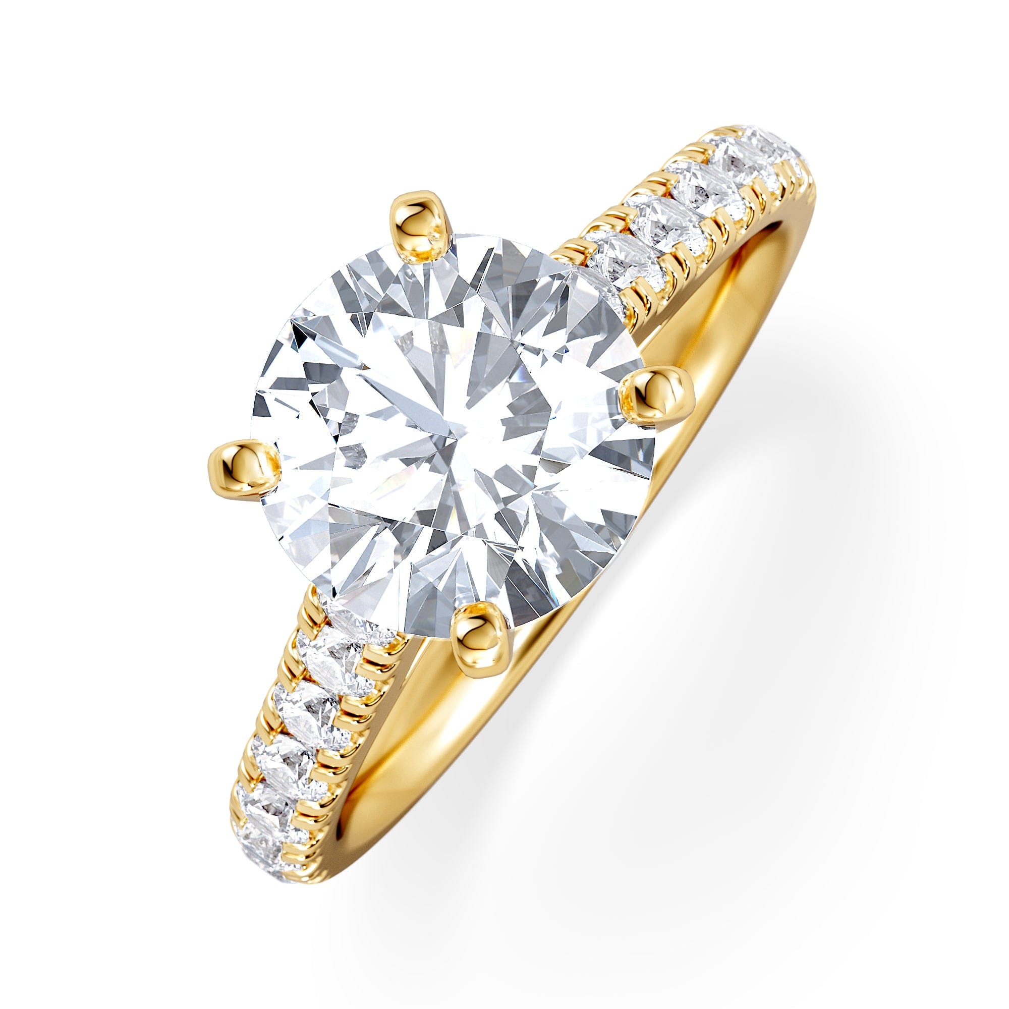 Diamond Natalia Lab Diamond Engagement Side Stone Ring 18K Gold 2.50CT F/VS1