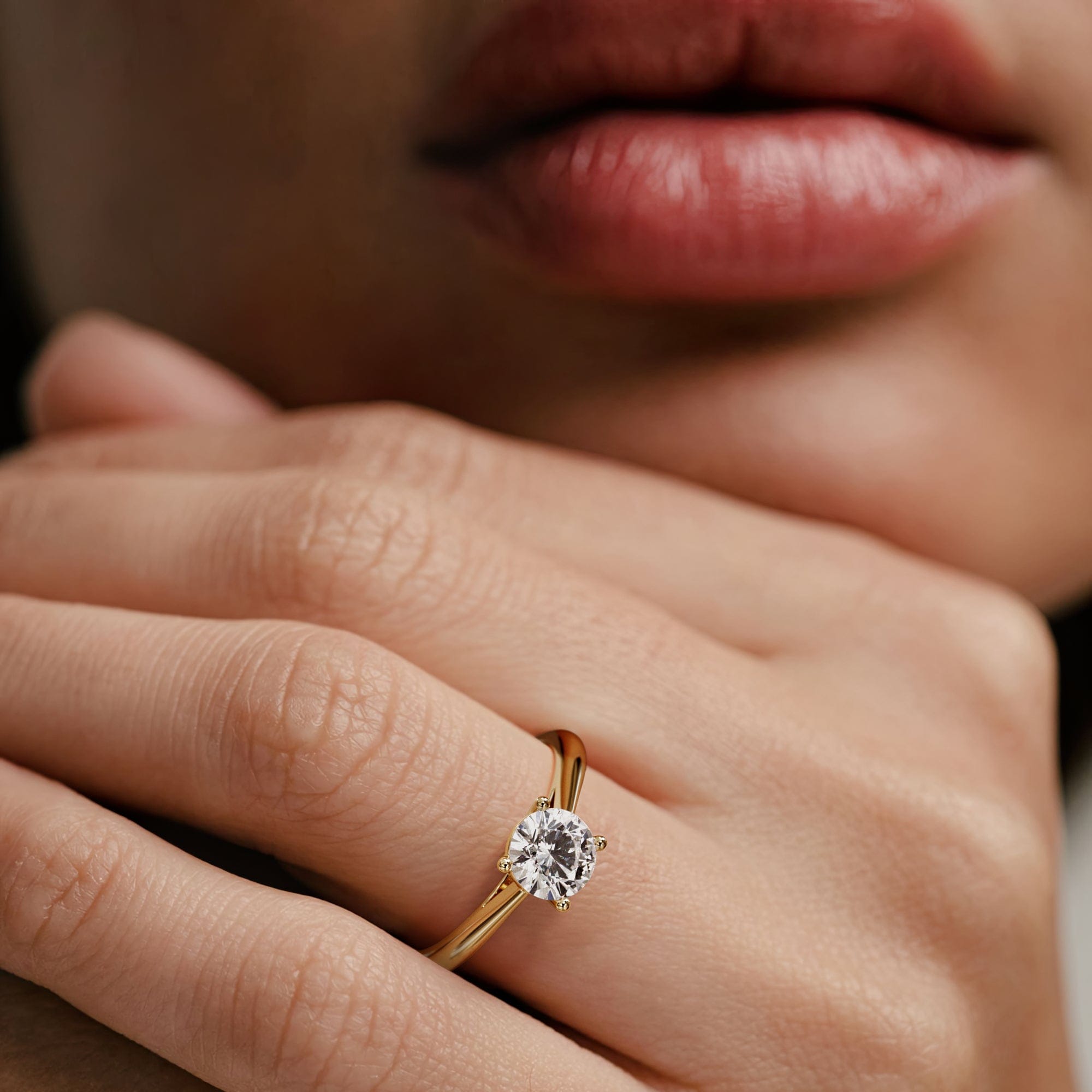 Diamond 1 Carat Diamond Engagement Ring Elysia Lab FVS1 IGI Certified 18K Gold