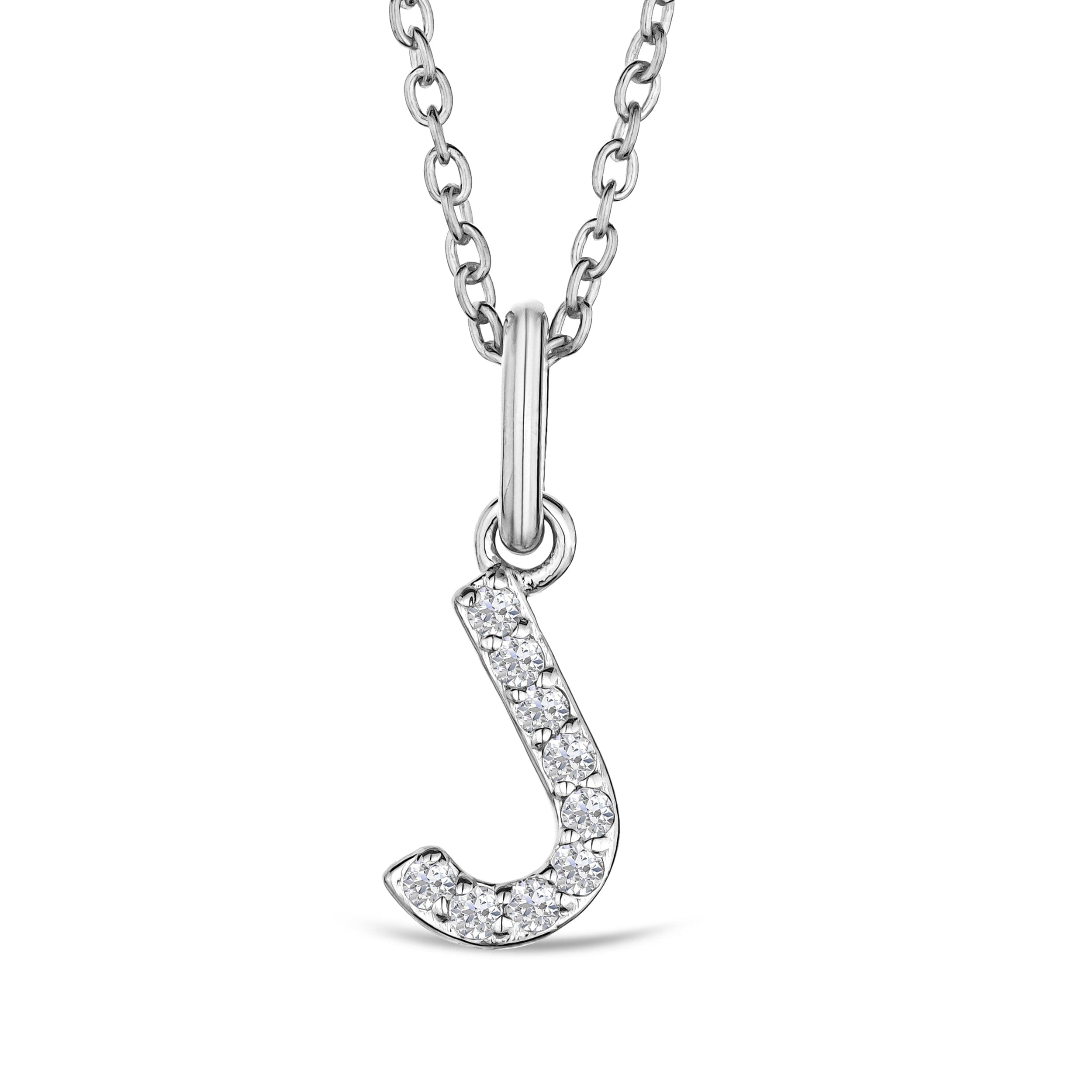 Initial Love Letter Initial J Lab Diamond Necklace set in 925 Sterling Silver