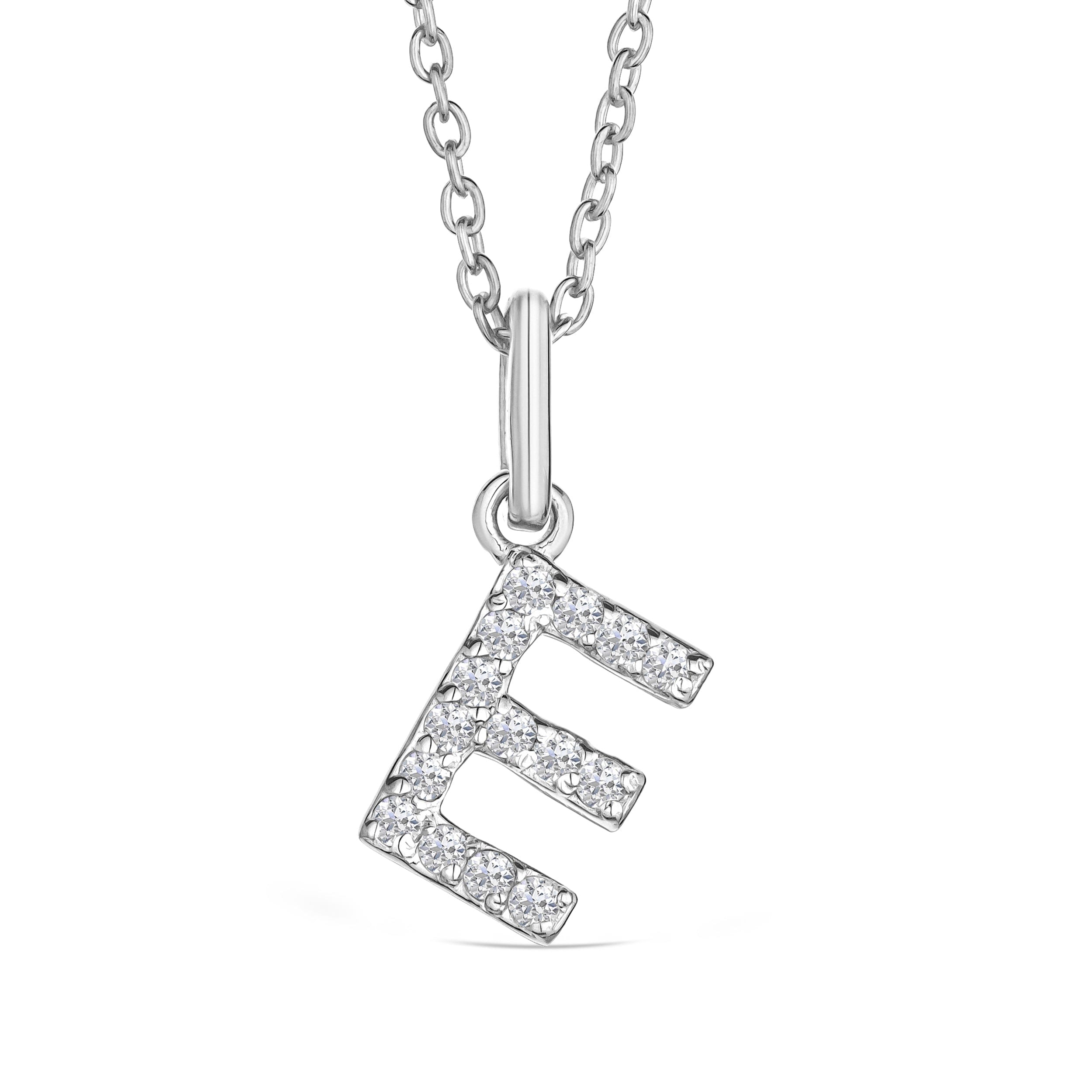 Initial Love Letter Initial E Lab Diamond Necklace set in 925 Sterling Silver