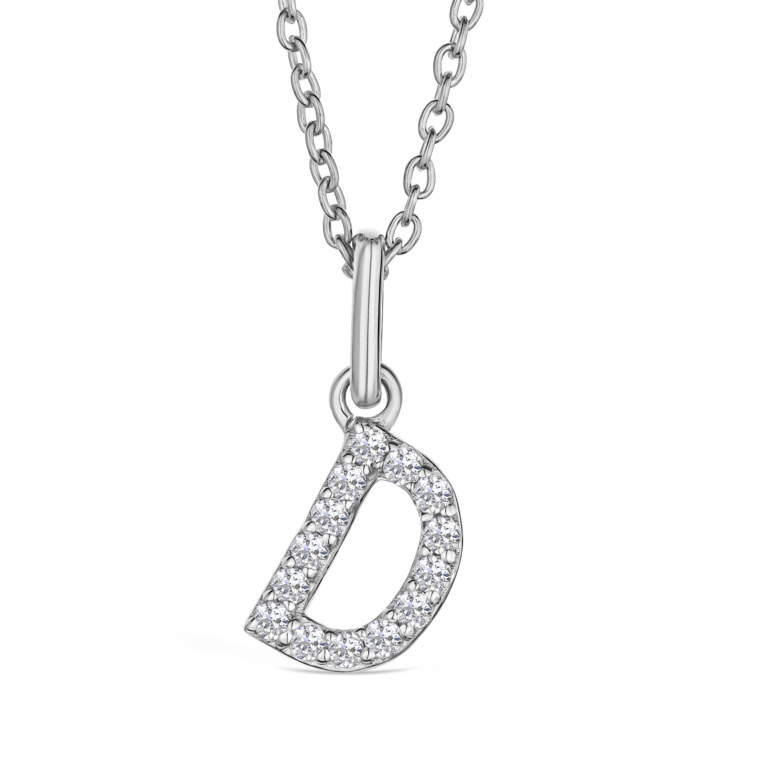 Initial Love Letter Initial D Lab Diamond Necklace set in 925 Sterling Silver