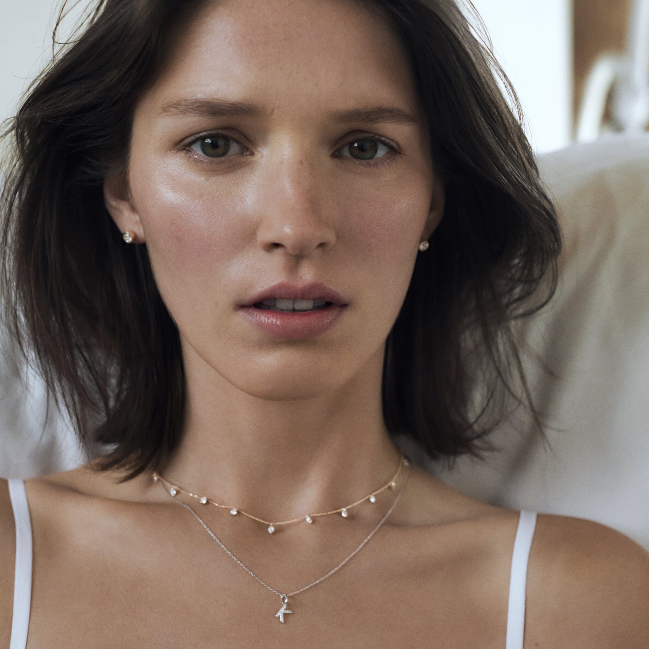 Initial Love Letter Initial C Lab Diamond Necklace set in 925 Sterling Silver