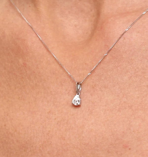 Diamond Keira 18K White Gold Pear Shape Lab Diamond Pendant Necklace 0.33CT F/VS