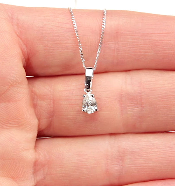 Diamond Keira 18K White Gold Pear Shape Lab Diamond Pendant Necklace 0.33CT F/VS