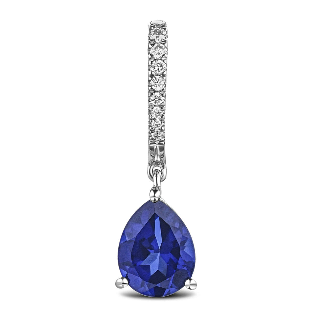 Diamond Astra 6.50ct Lab Sapphire and Diamond Drop Pear Cut Earrings in Silver