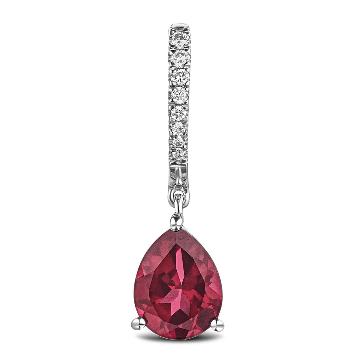 Diamond Astra 6.80ct Lab Ruby and Diamond Drop Pear Cut Earrings in Silver