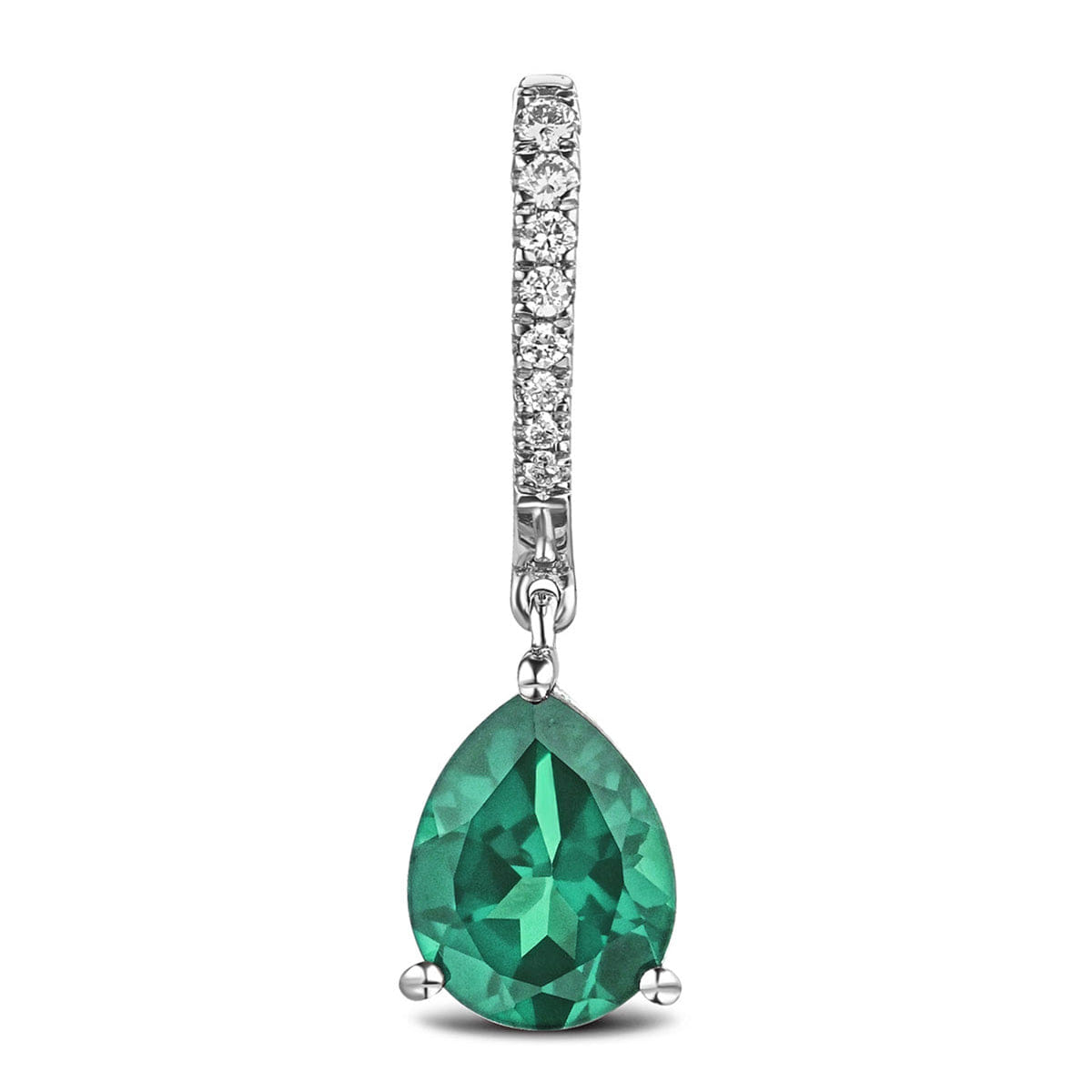 Diamond Astra 4.60ct Lab Emerald and Diamond Drop Pear Cut Earrings in Silver