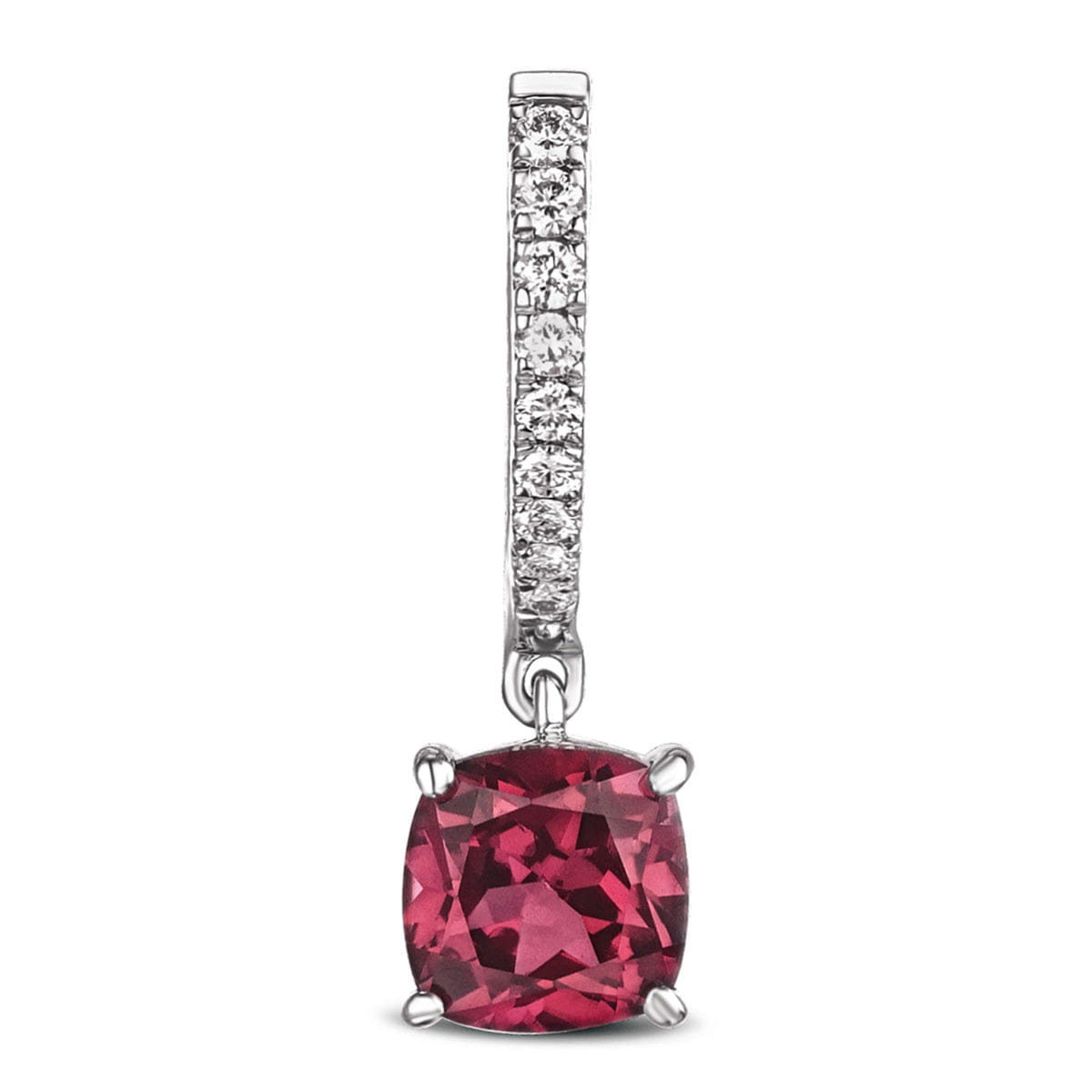Diamond Astra 4.00ct Lab Ruby and Diamond Drop Cushion Cut Earrings in Silver