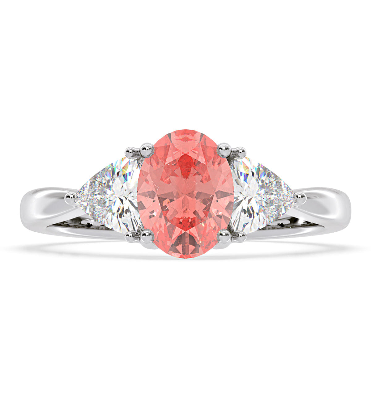 Diamond Dalia Pink Lab Diamond Oval with Trillions 1.70ct Ring in Platinum - Elara Collection