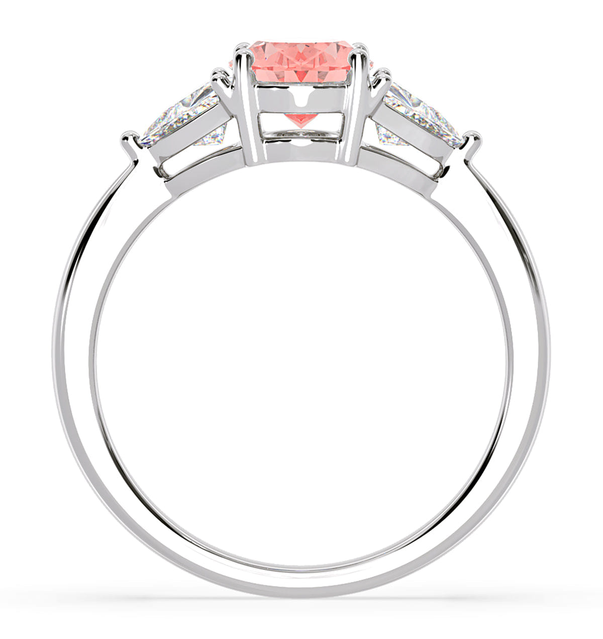 Diamond Dalia Pink Lab Diamond Oval with Trillions 1.70ct Ring in Platinum - Elara Collection