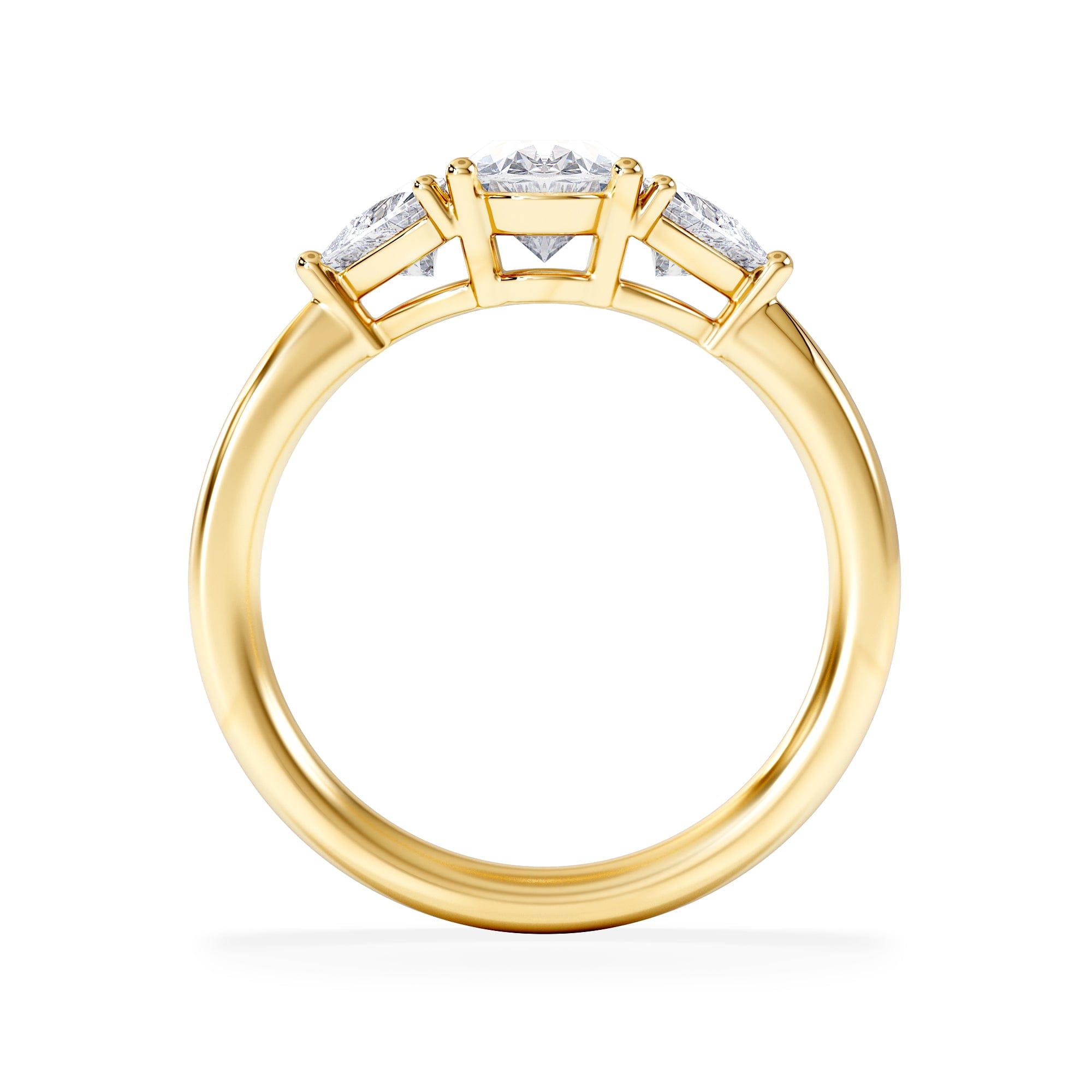 Diamond Dalia Lab Diamond Oval with Trillions 1.70ct Ring in 18K Yellow Gold F/VS1