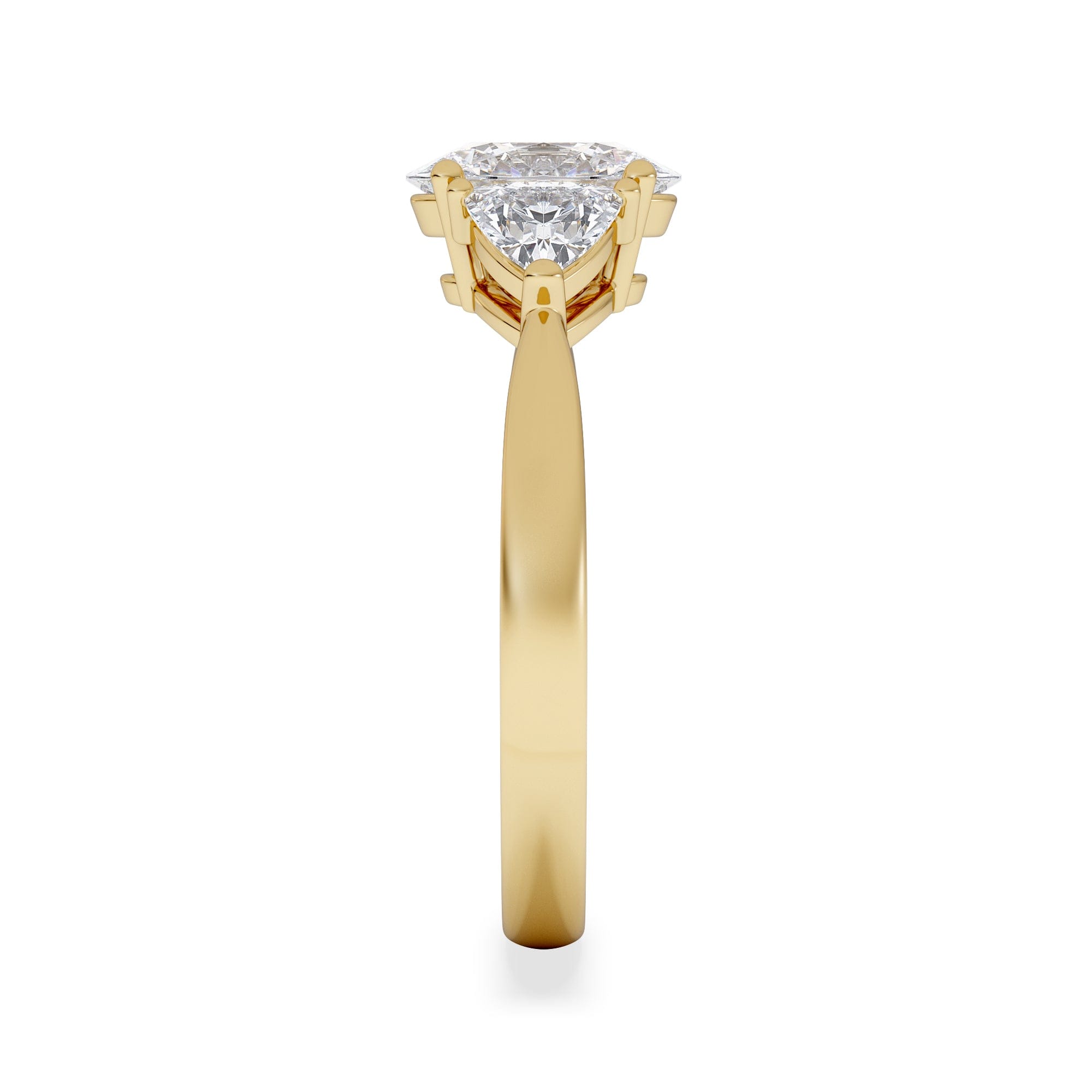 Diamond Dalia Lab Diamond Oval with Trillions 1.70ct Ring in 18K Yellow Gold F/VS1