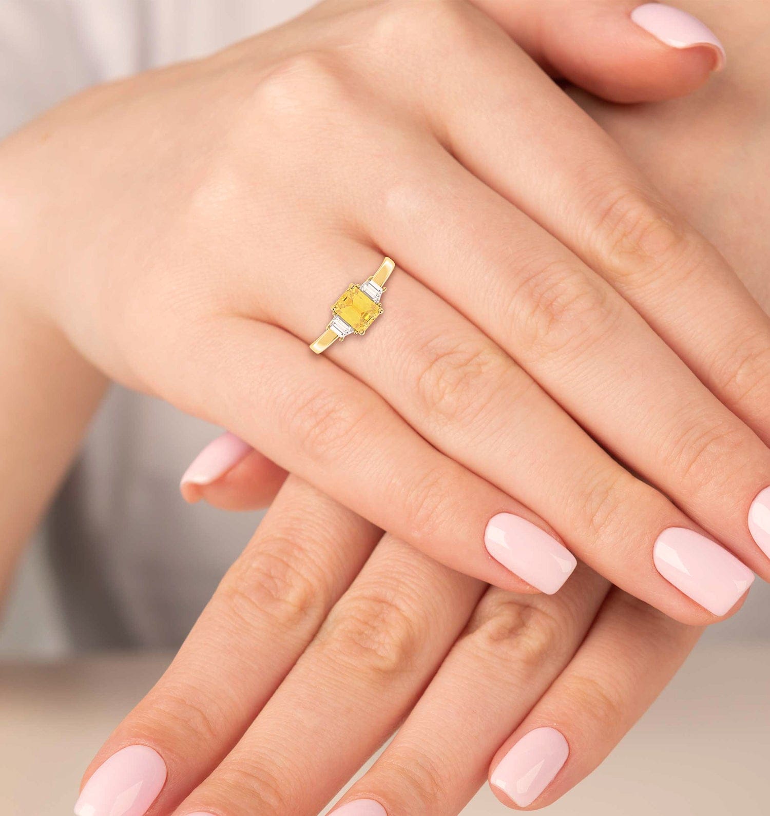 Diamond Erika Yellow Lab Diamond 1.70ct Emerald Cut Ring in 18K Yellow Gold - Elara Collection