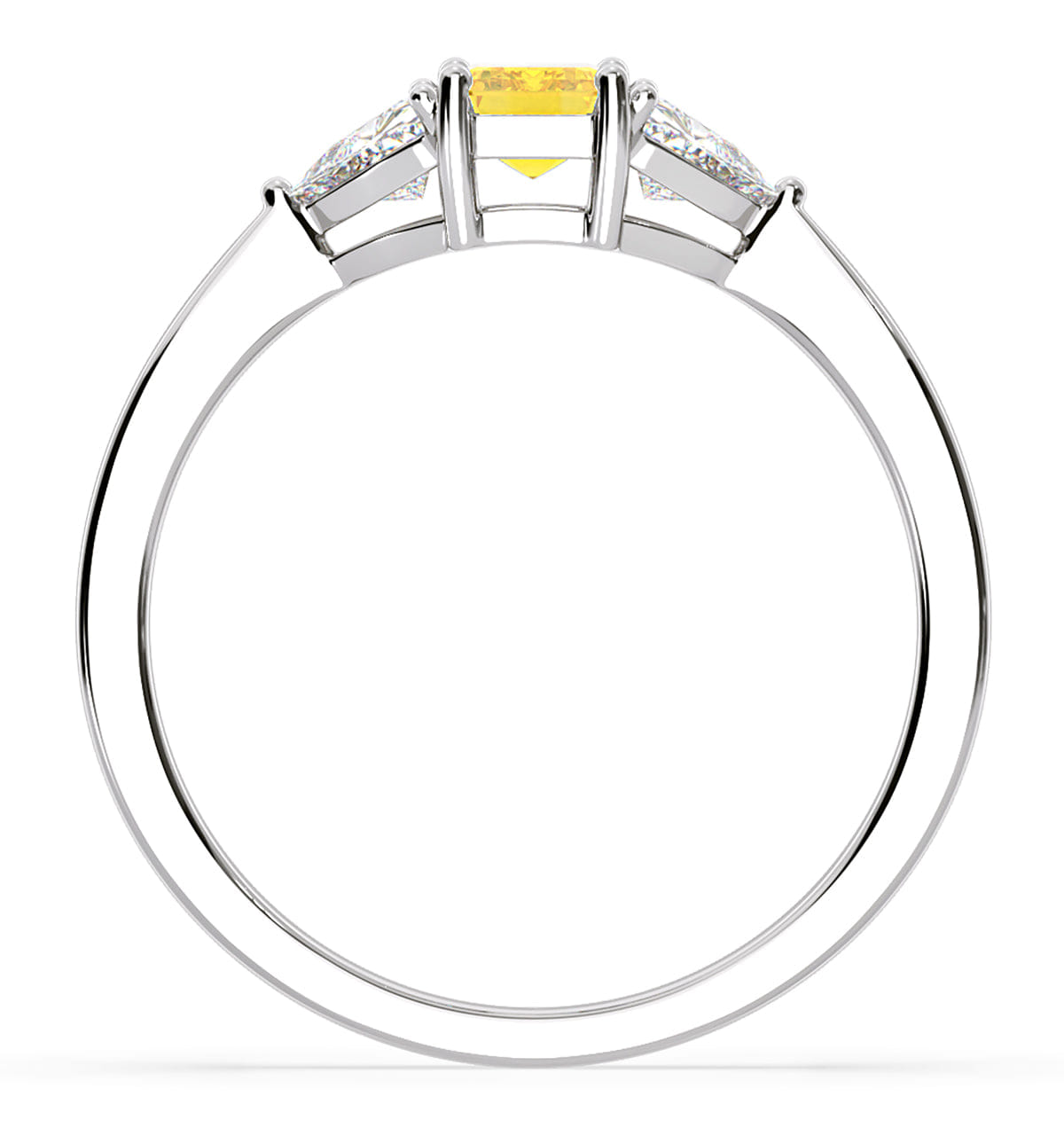 Diamond Aurora Yellow Lab Diamond Emerald Cut and Trillion 1.00ct Ring in Platinum - Elara Collection