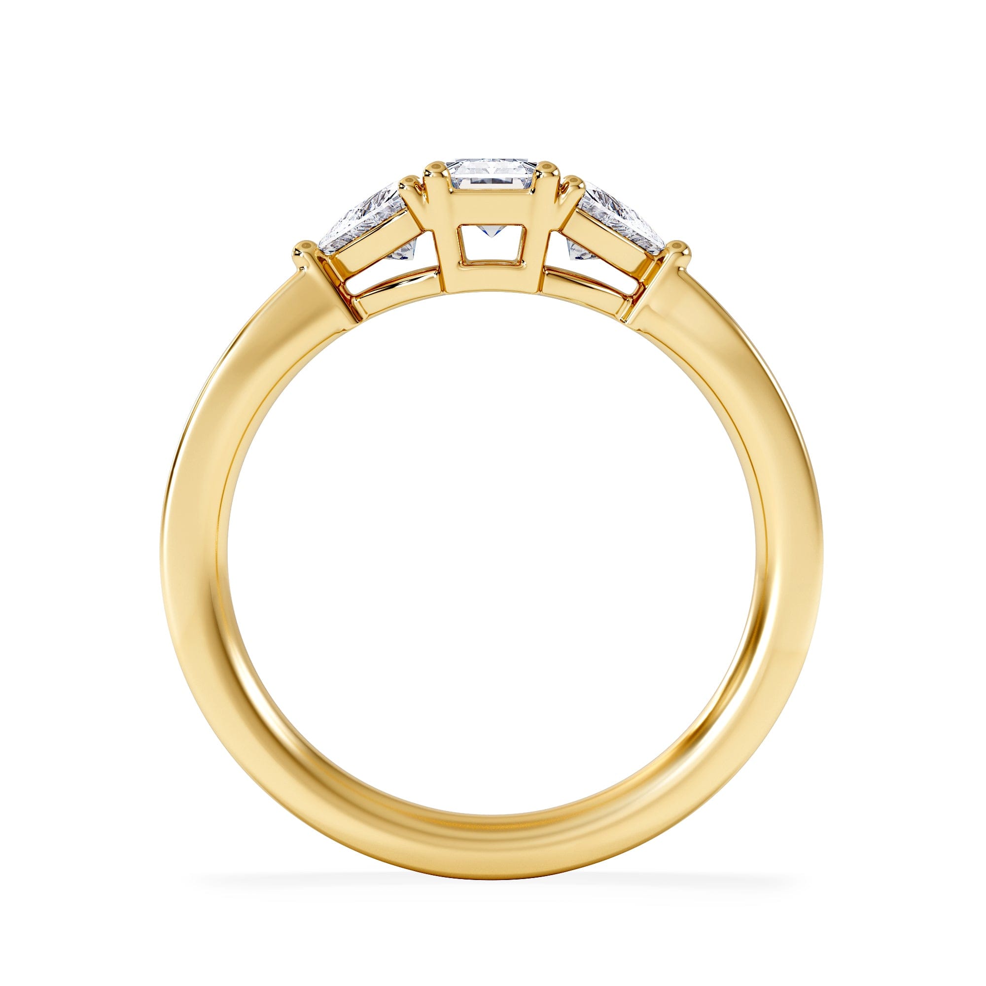 Diamond Aurora Lab Diamond Emerald Cut and Trillion 1.00ct Ring in 18K Gold F/VS1
