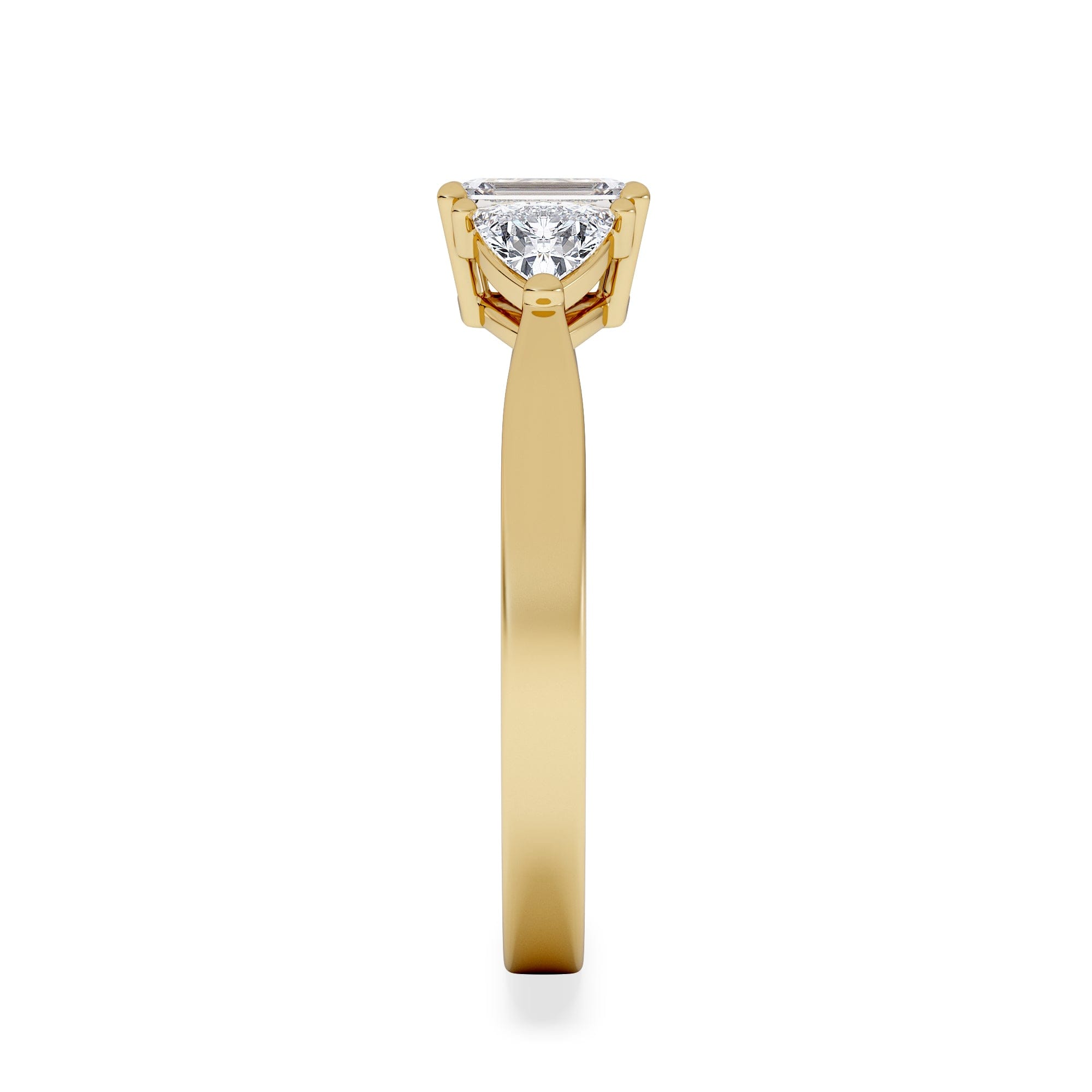 Diamond Aurora Lab Diamond Emerald Cut and Trillion 1.00ct Ring in 18K Gold F/VS1