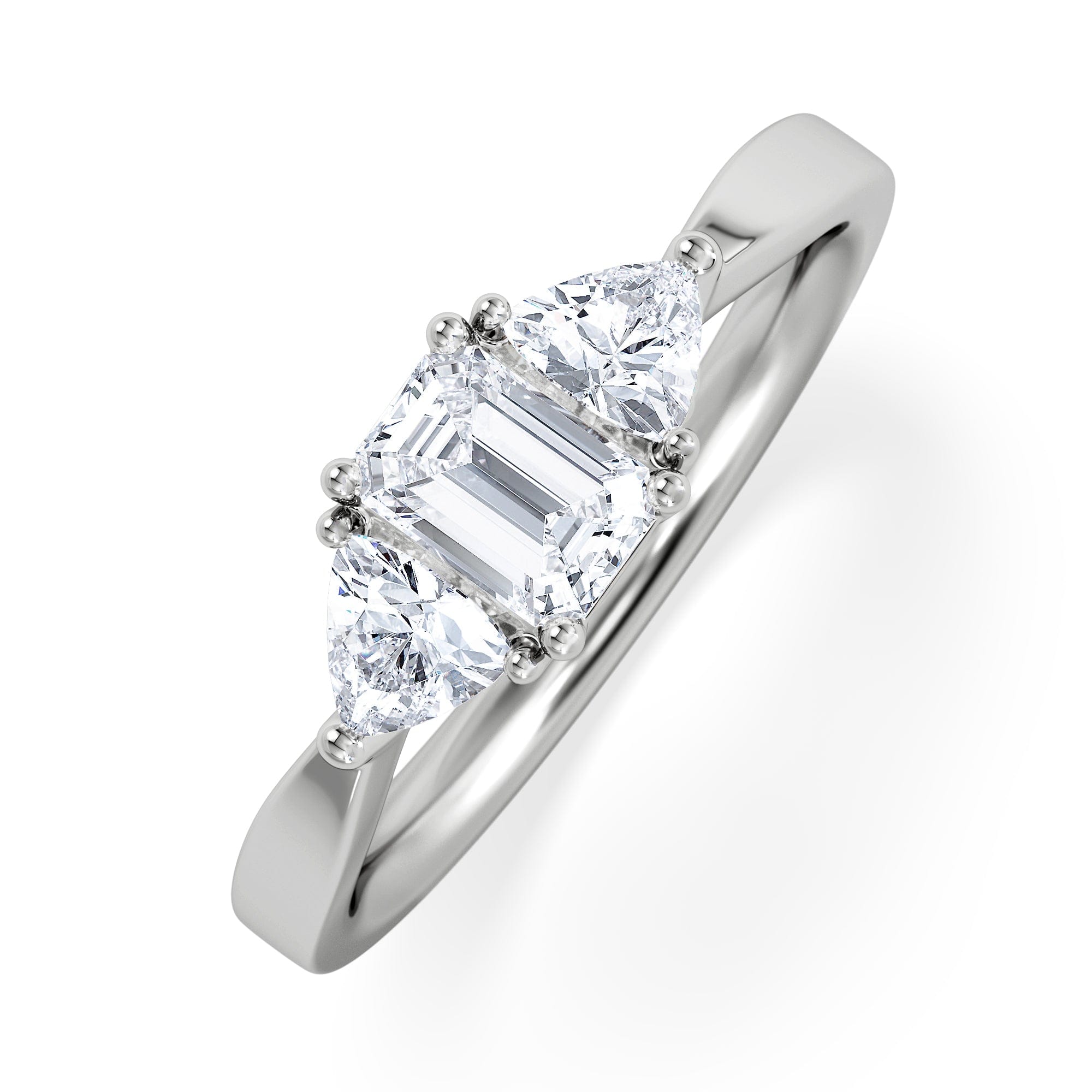 Diamond Aurora Lab Diamond Emerald Cut and Trillion 1.00ct Ring in Platinum F/VS1
