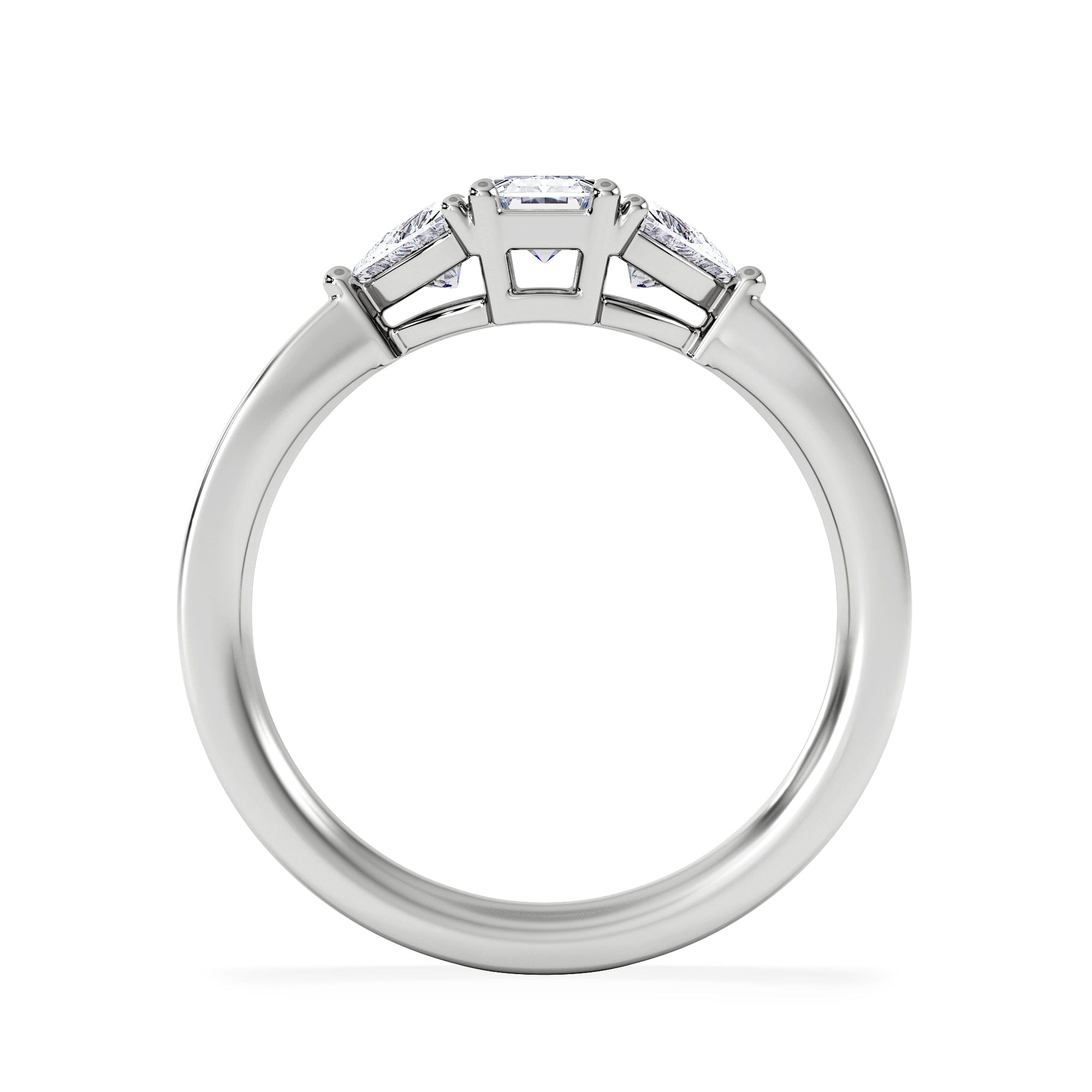 Diamond Aurora Lab Diamond Emerald Cut and Trillion 1.00ct Ring in Platinum F/VS1